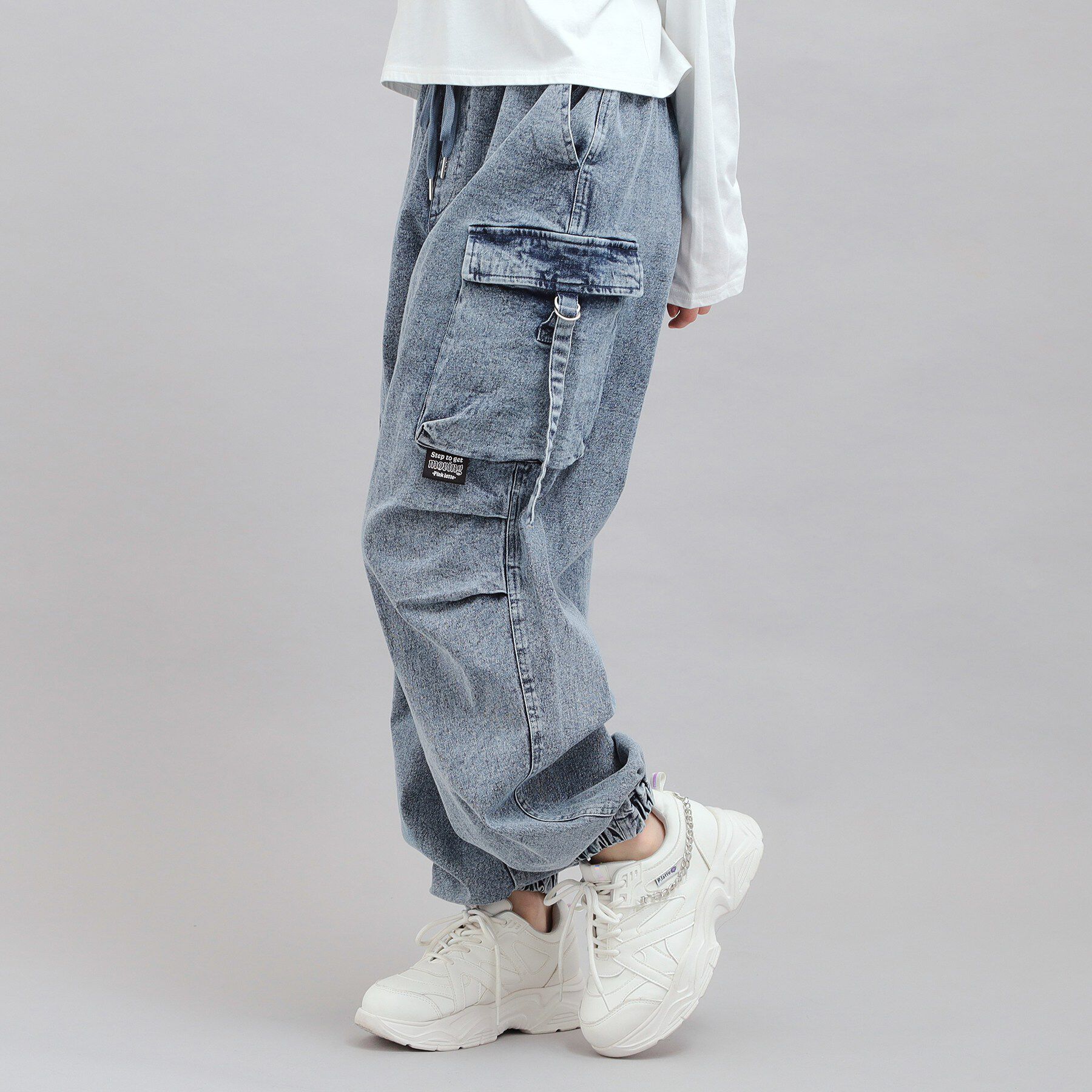 PINK-latte「デニムカーゴパンツ」|その他|ブルー(593)