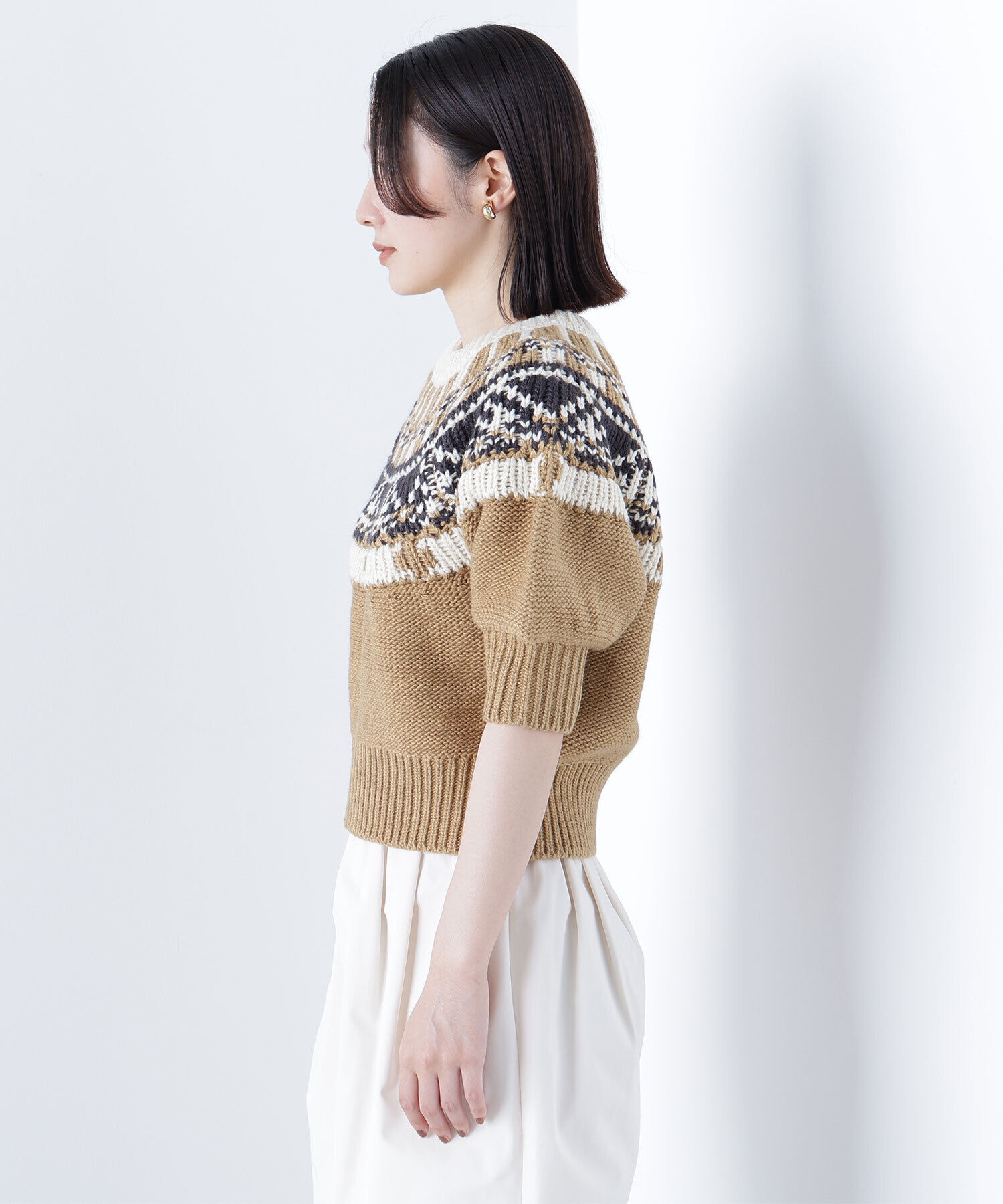  「ノルディックハーフスリーブニット」|ニット・セーター|