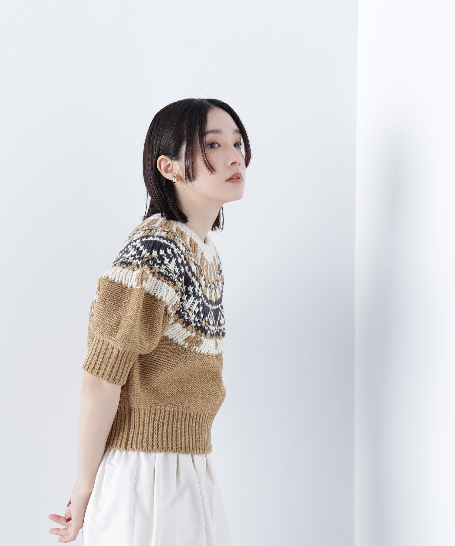  「ノルディックハーフスリーブニット」|ニット・セーター|