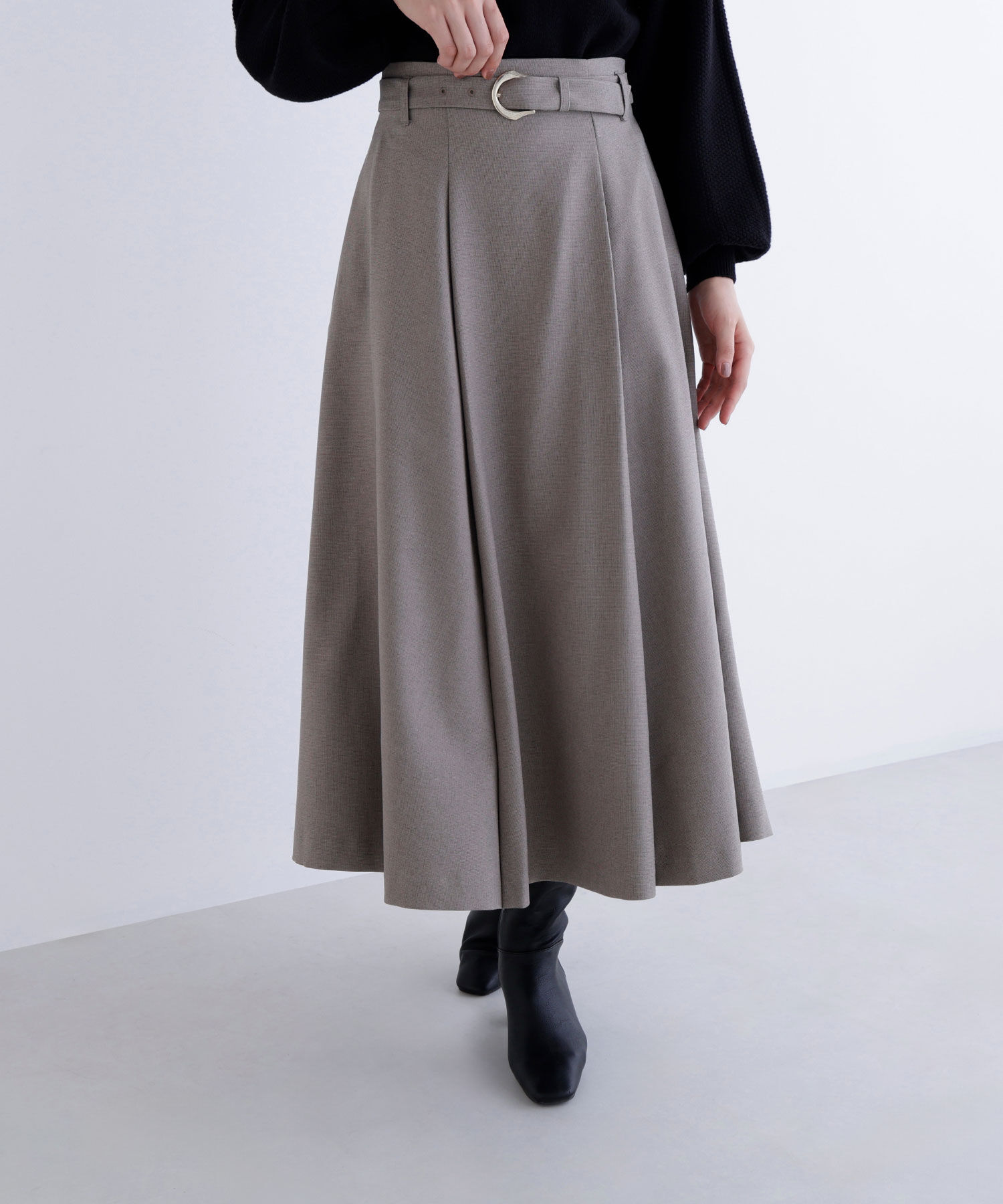  「メタルバックルフレアスカート」|スカート|