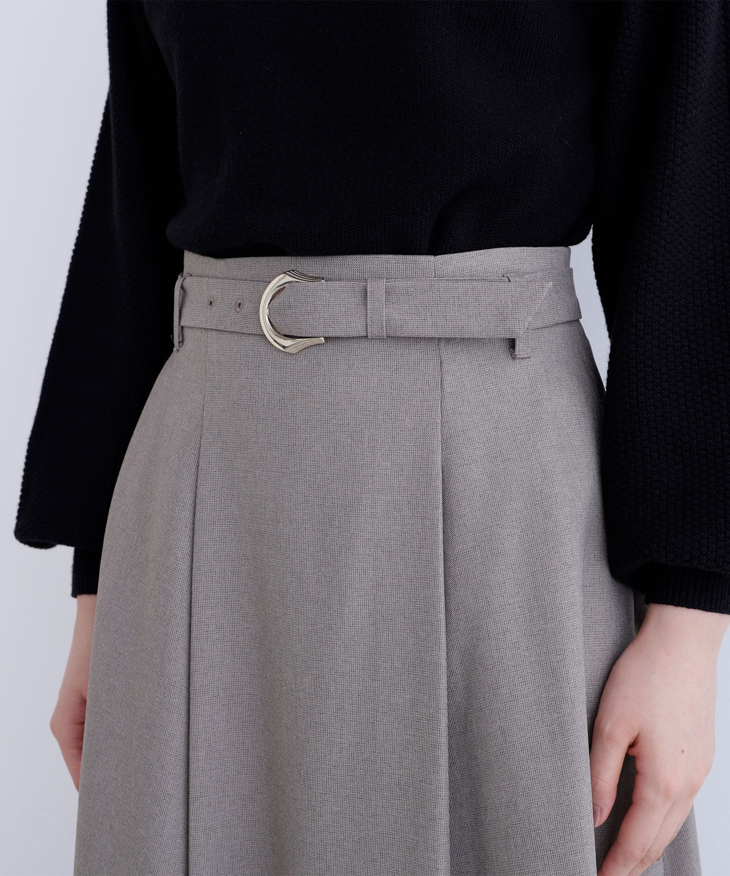  「メタルバックルフレアスカート」|スカート|