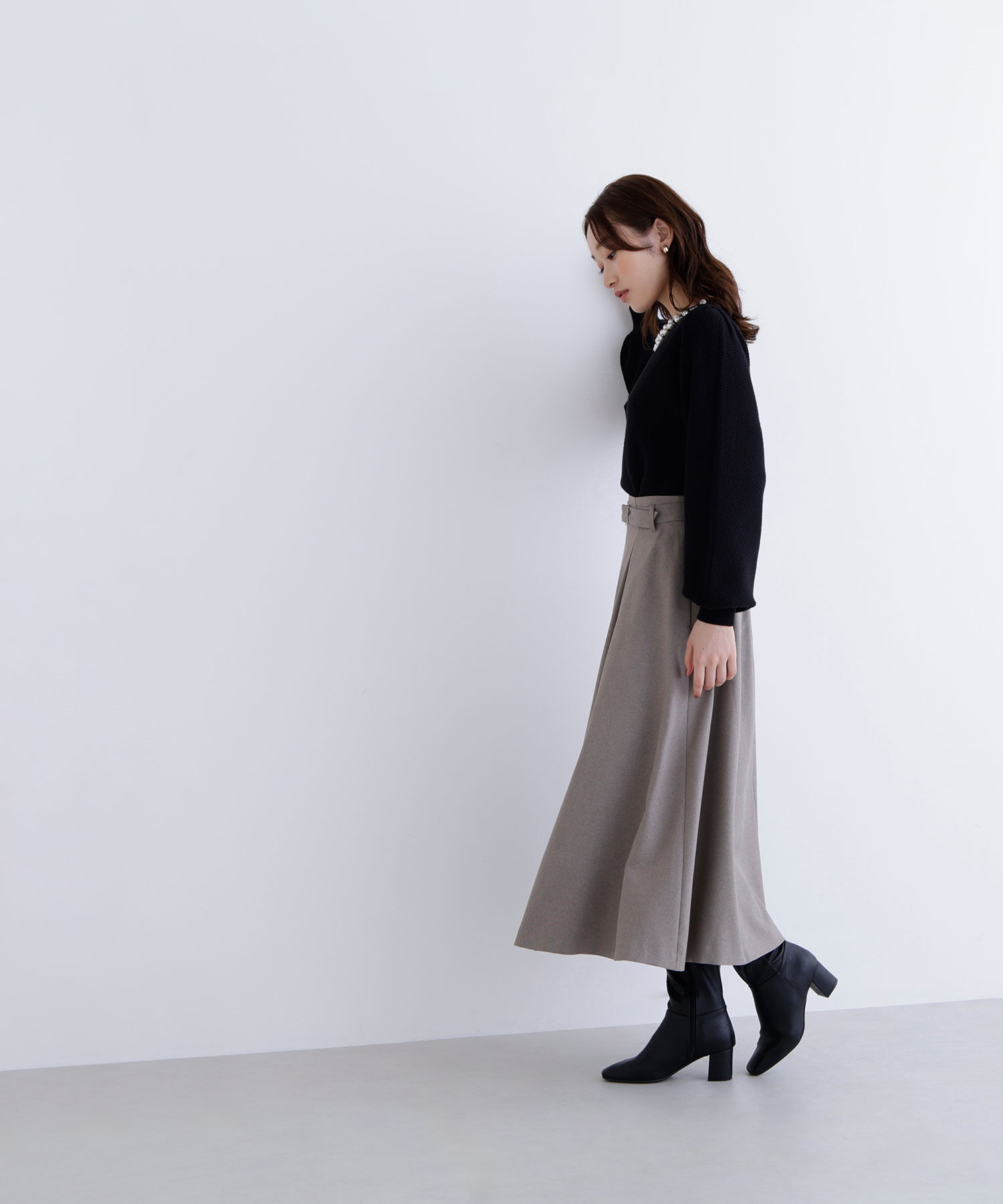  「メタルバックルフレアスカート」|スカート|