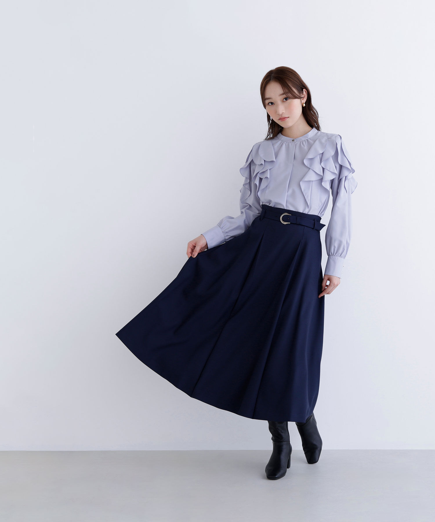  「メタルバックルフレアスカート」|スカート|