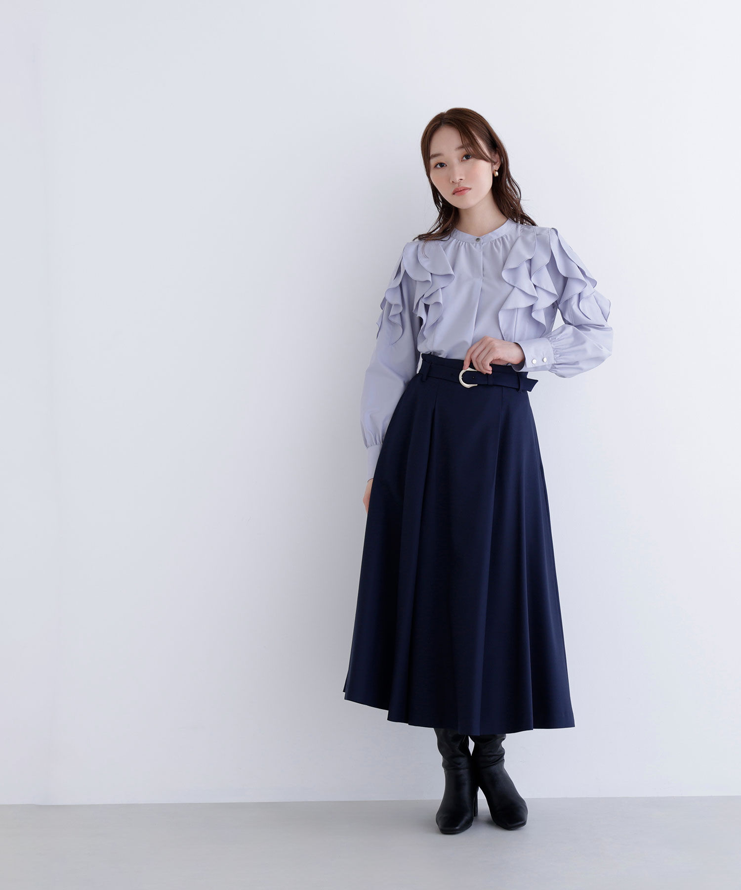  「メタルバックルフレアスカート」|スカート|