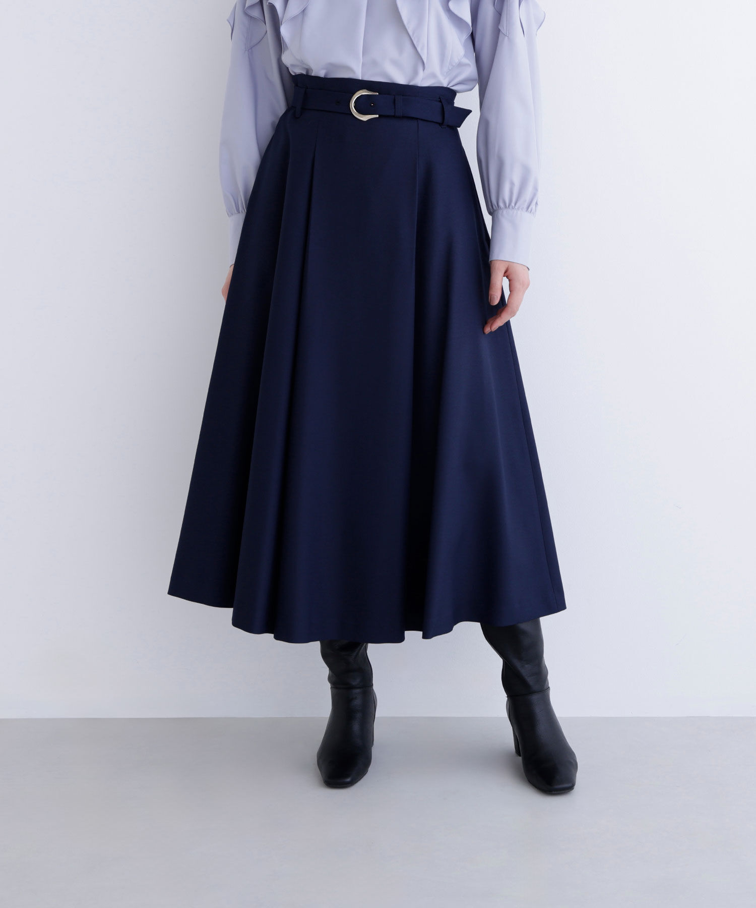  「メタルバックルフレアスカート」|スカート|