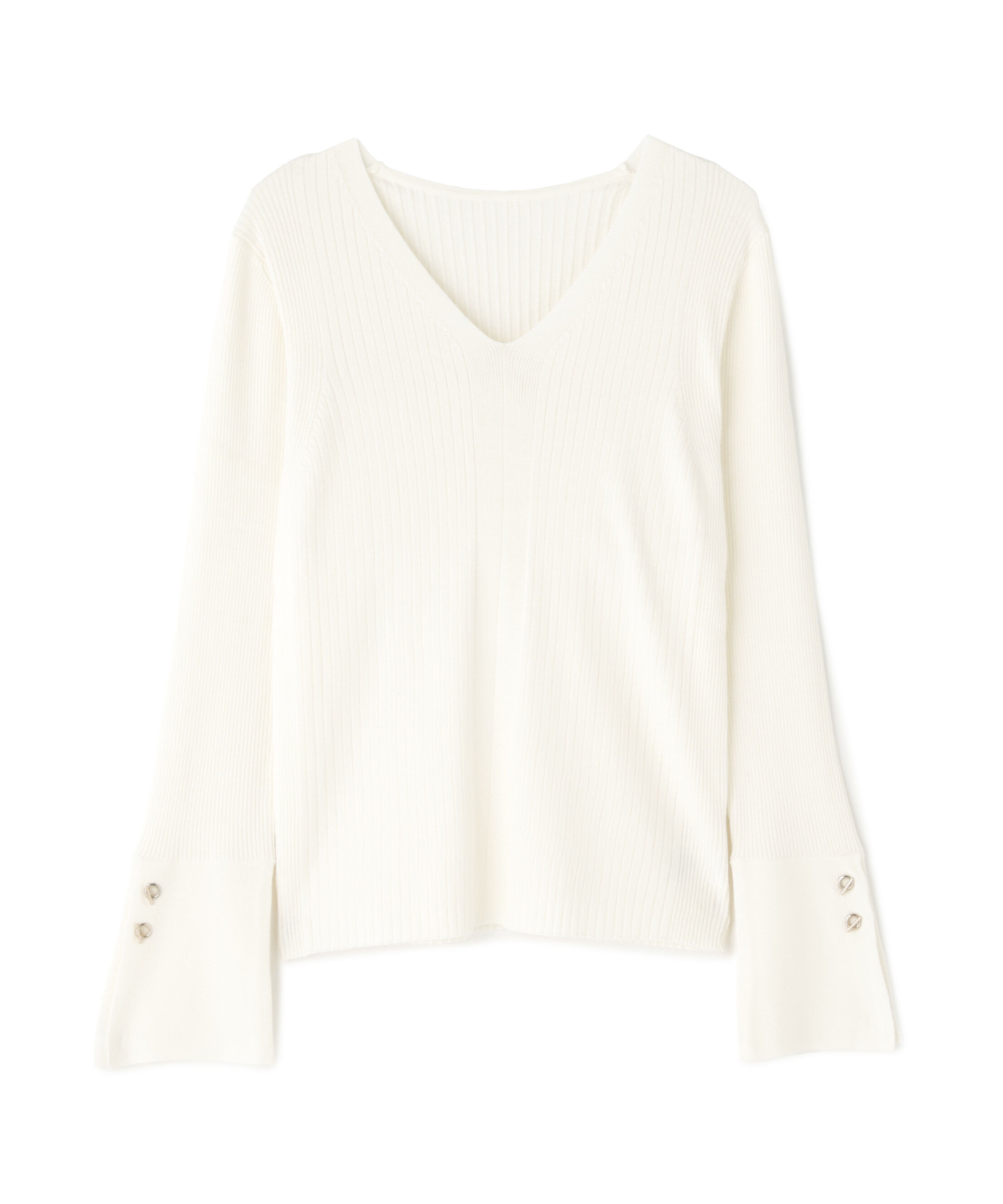  「Vネックハトメスリーブリブニット」|ニット・セーター|
