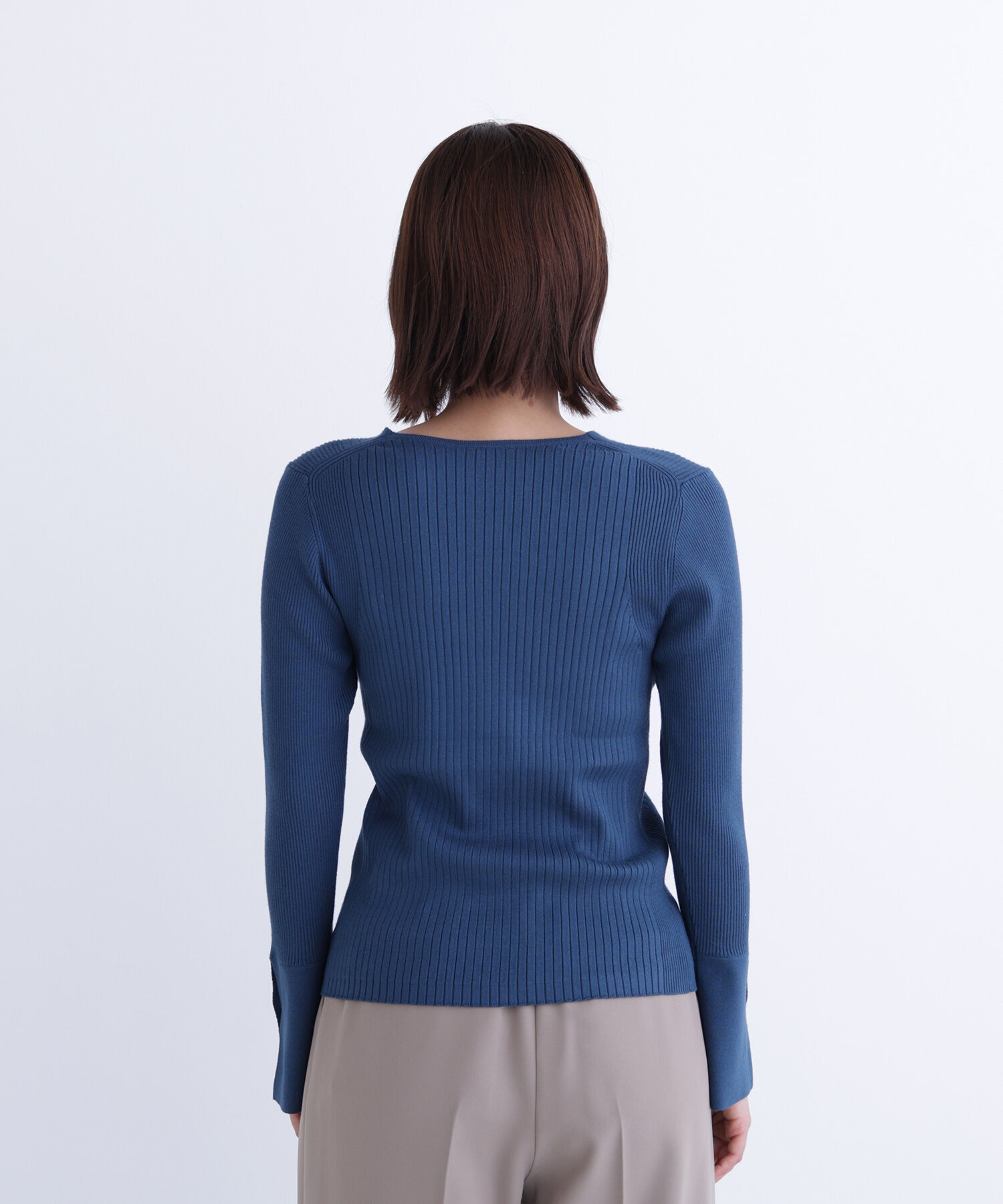  「Vネックハトメスリーブリブニット」|ニット・セーター|