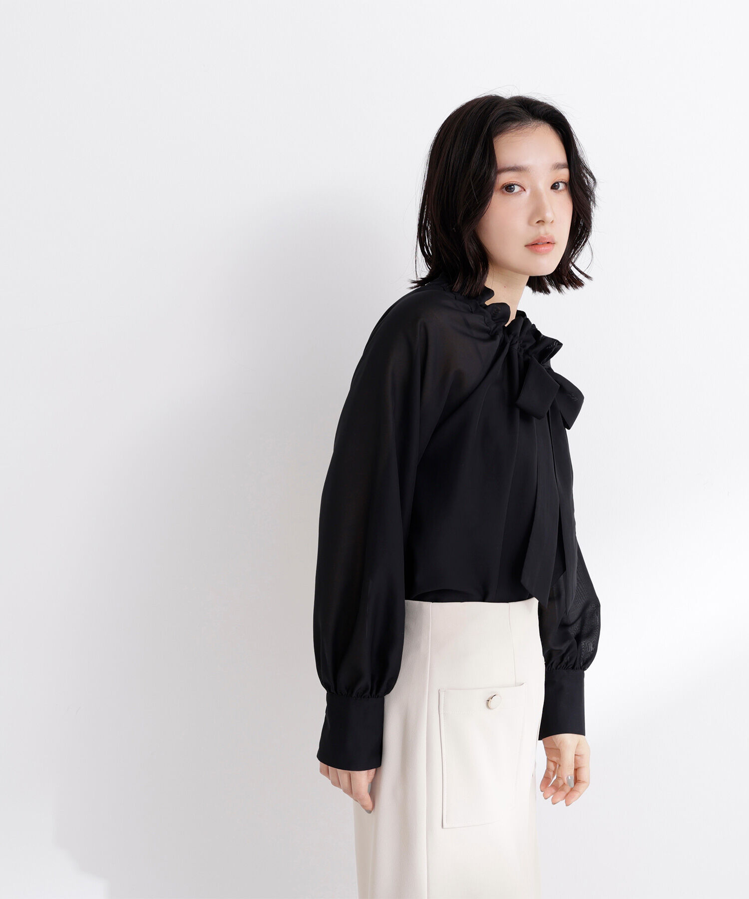  「2wayシアーボウタイブラウス」|シャツ・ブラウス|