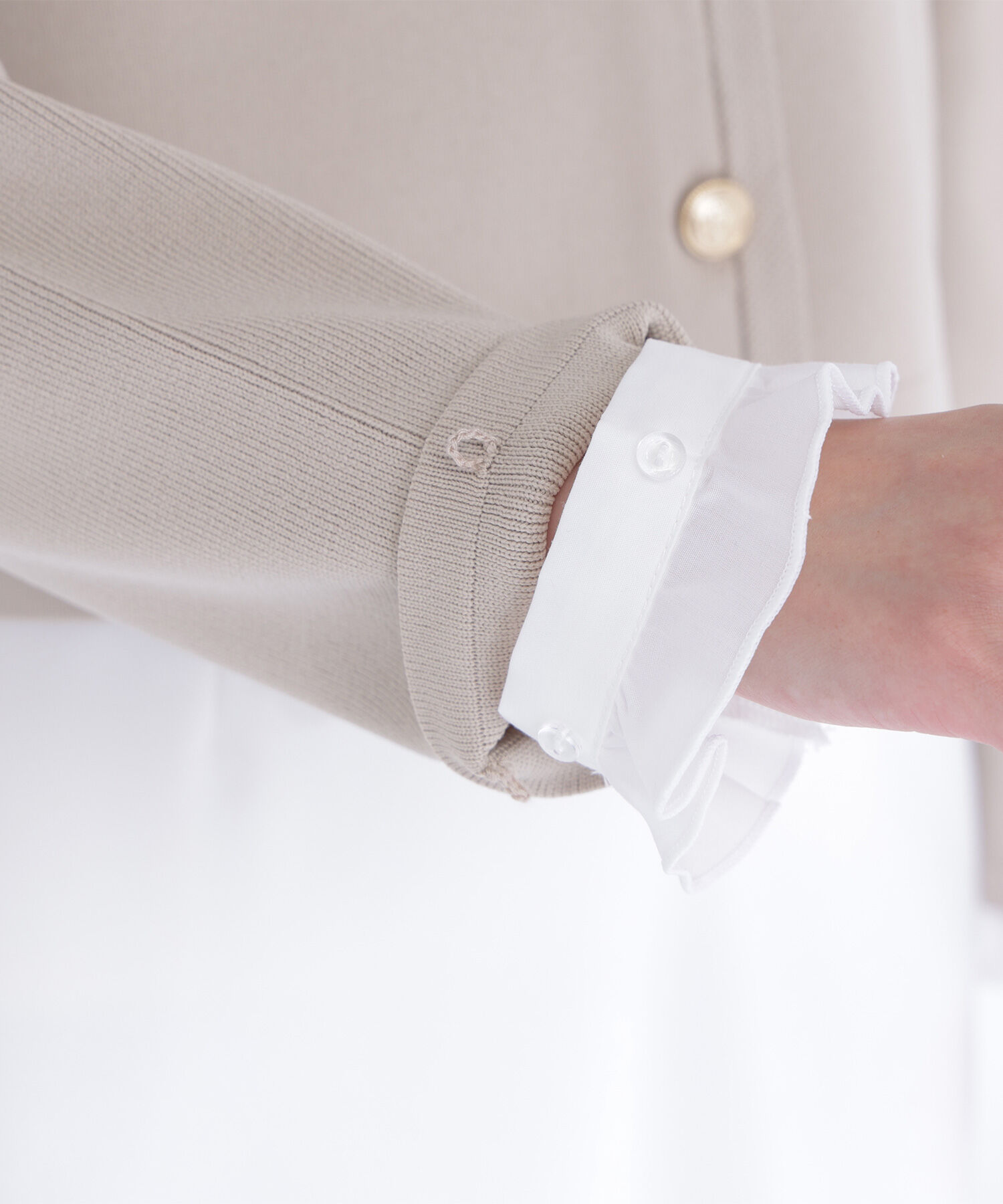  「フリルドッキングニットジャケット」|ニット・セーター|