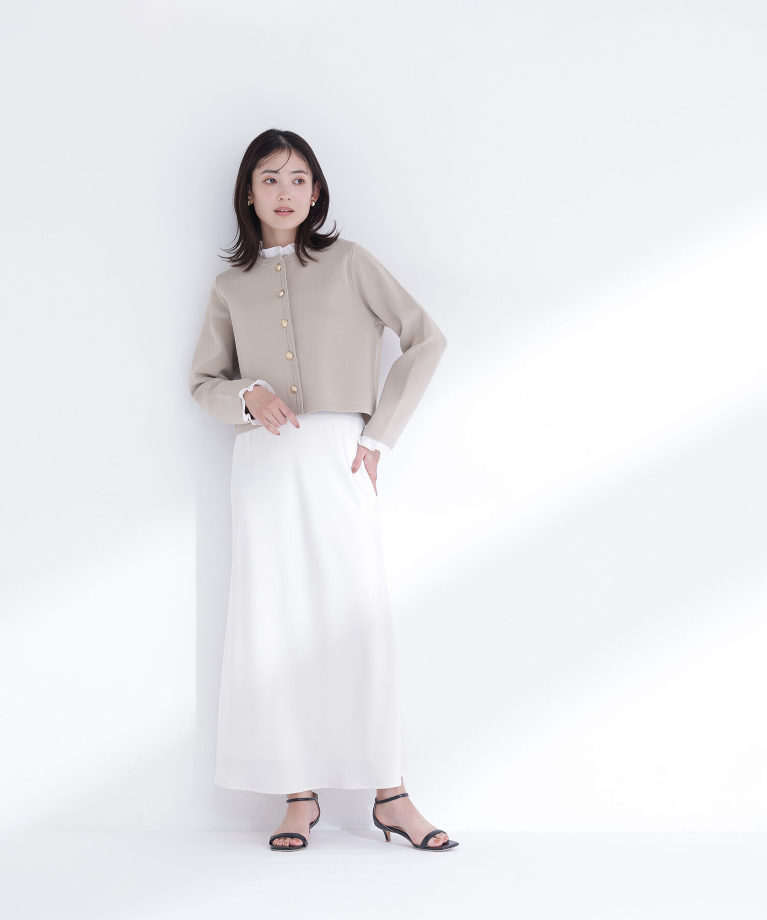  「フリルドッキングニットジャケット」|ニット・セーター|