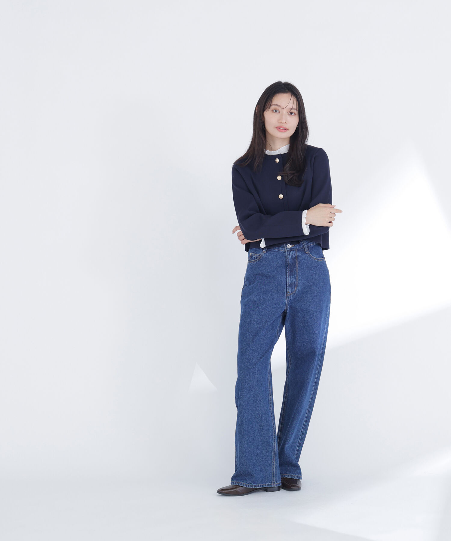  「フリルドッキングニットジャケット」|ニット・セーター|