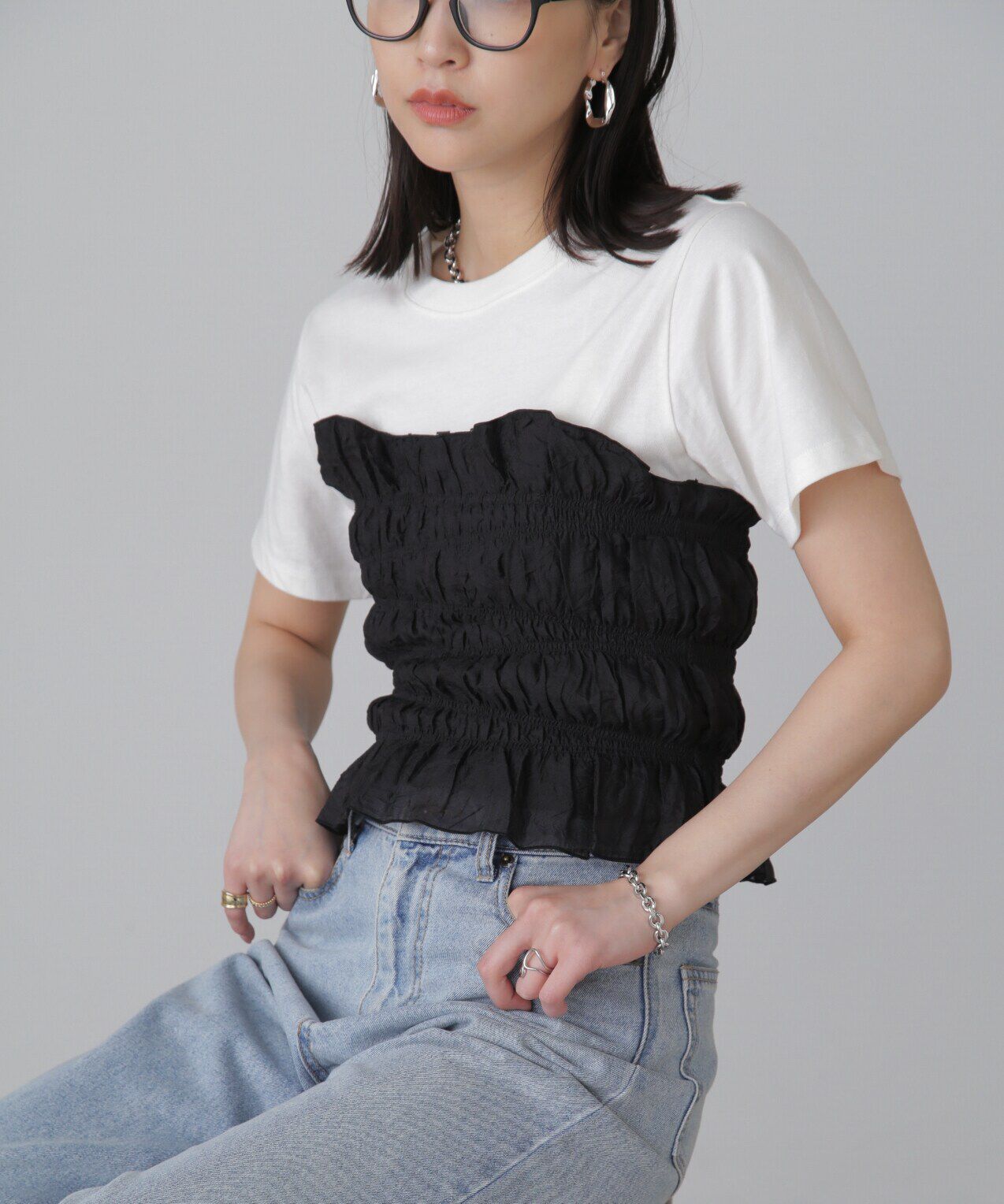  「ギャザーシャーリングビスチェ」|シャツ・ブラウス|