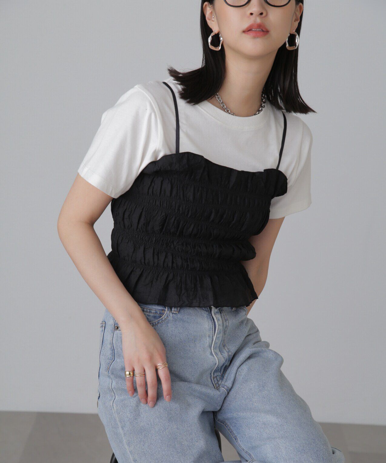  「ギャザーシャーリングビスチェ」|シャツ・ブラウス|