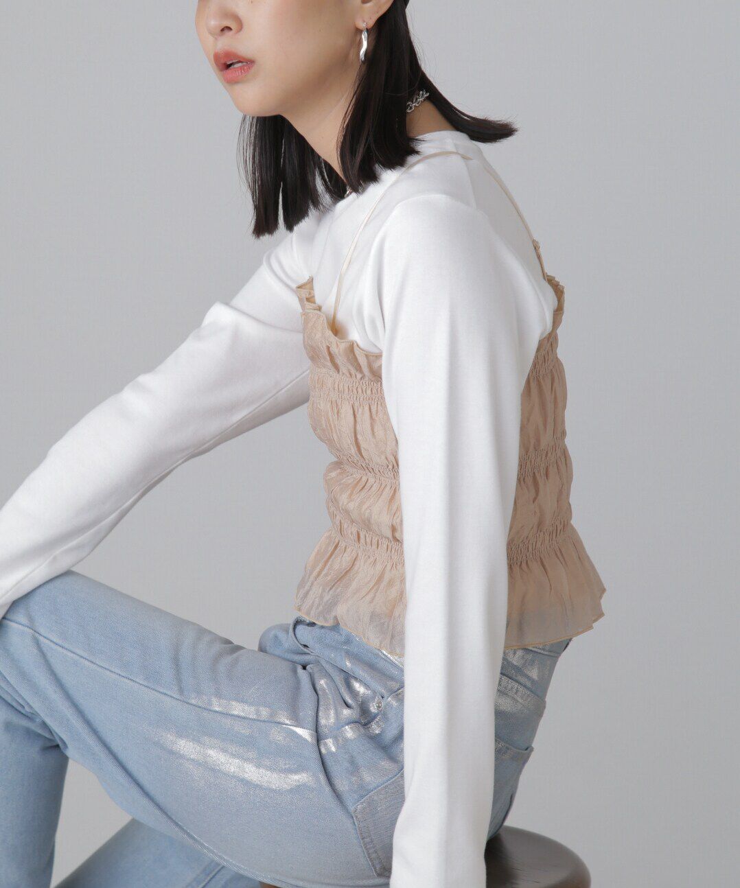  「ギャザーシャーリングビスチェ」|シャツ・ブラウス|