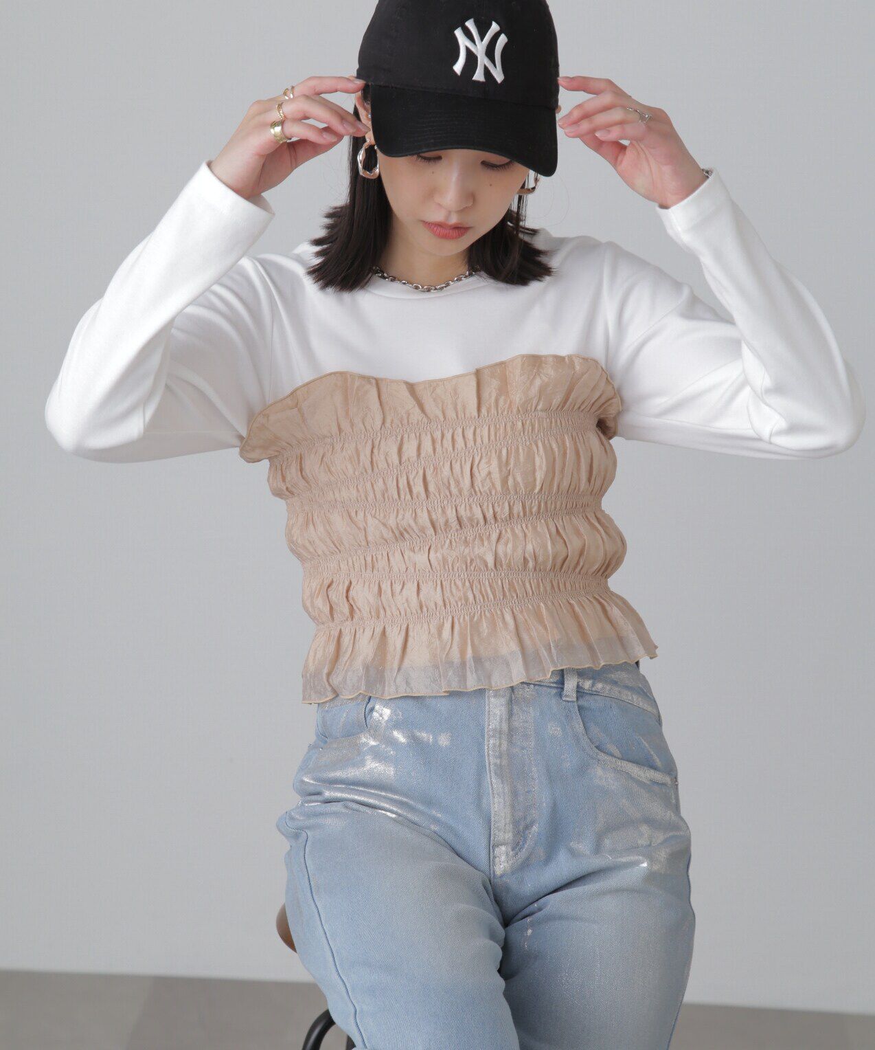  「ギャザーシャーリングビスチェ」|シャツ・ブラウス|