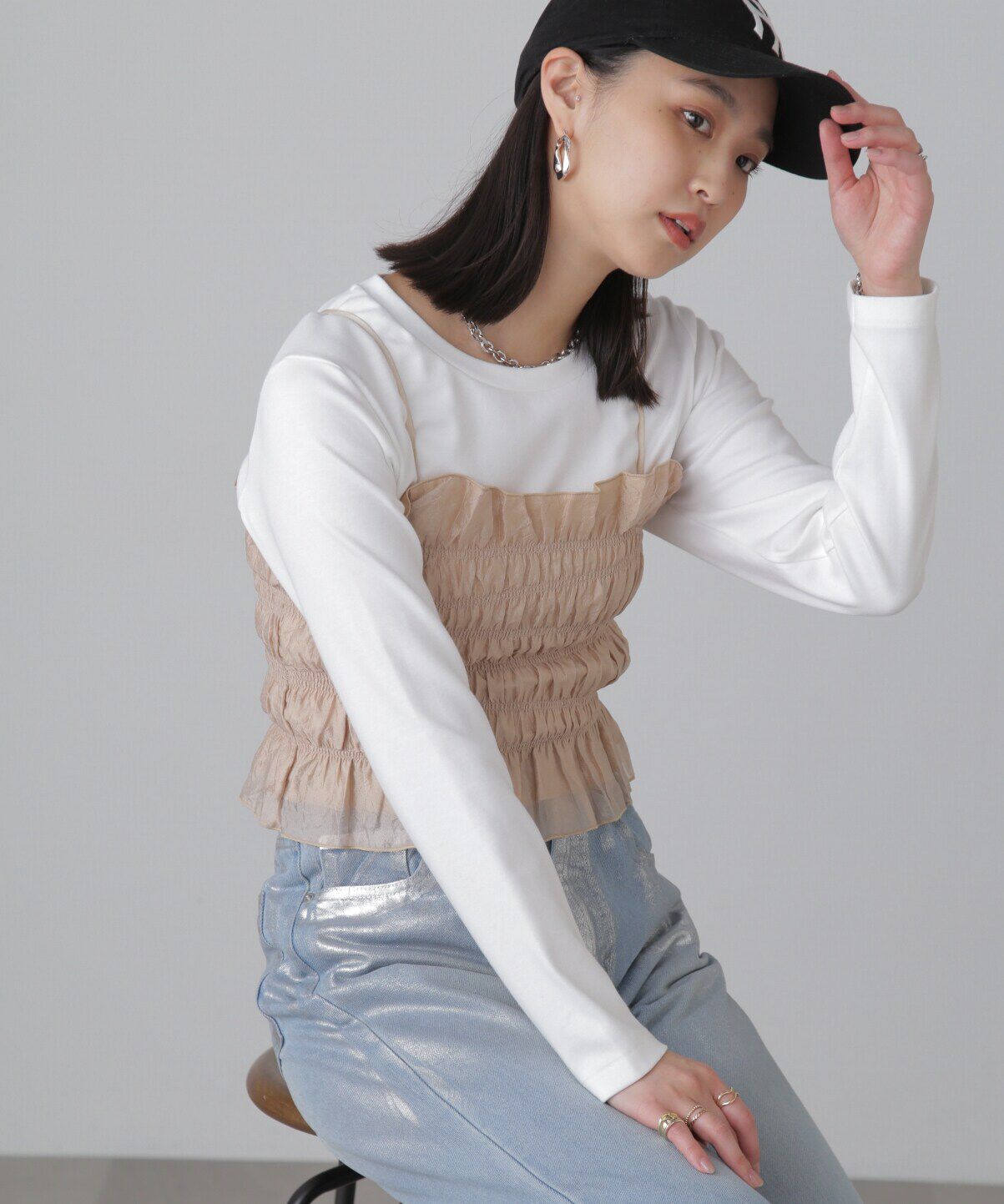  「ギャザーシャーリングビスチェ」|シャツ・ブラウス|