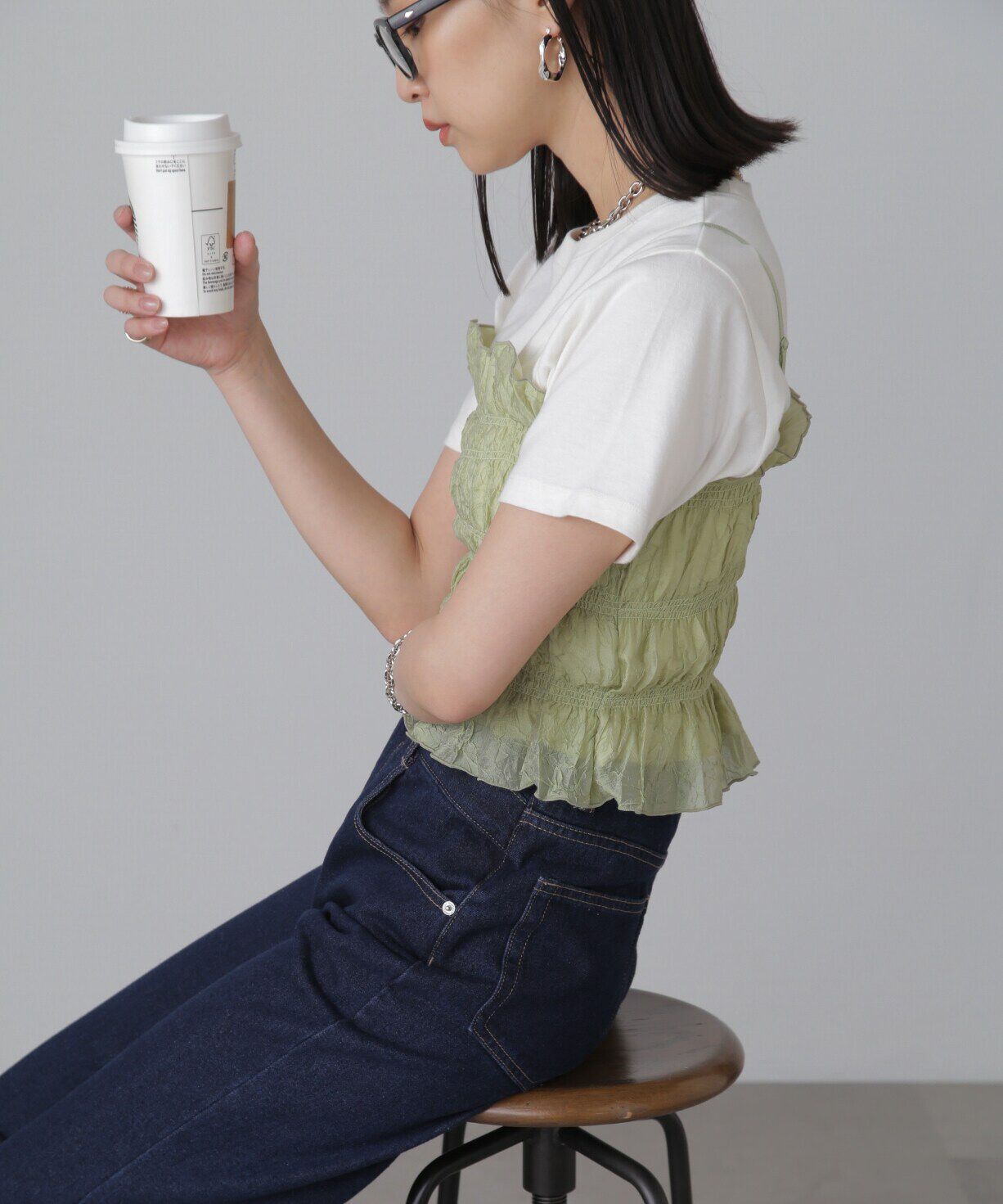  「ギャザーシャーリングビスチェ」|シャツ・ブラウス|