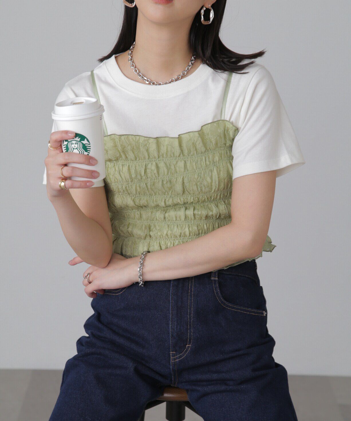  「ギャザーシャーリングビスチェ」|シャツ・ブラウス|