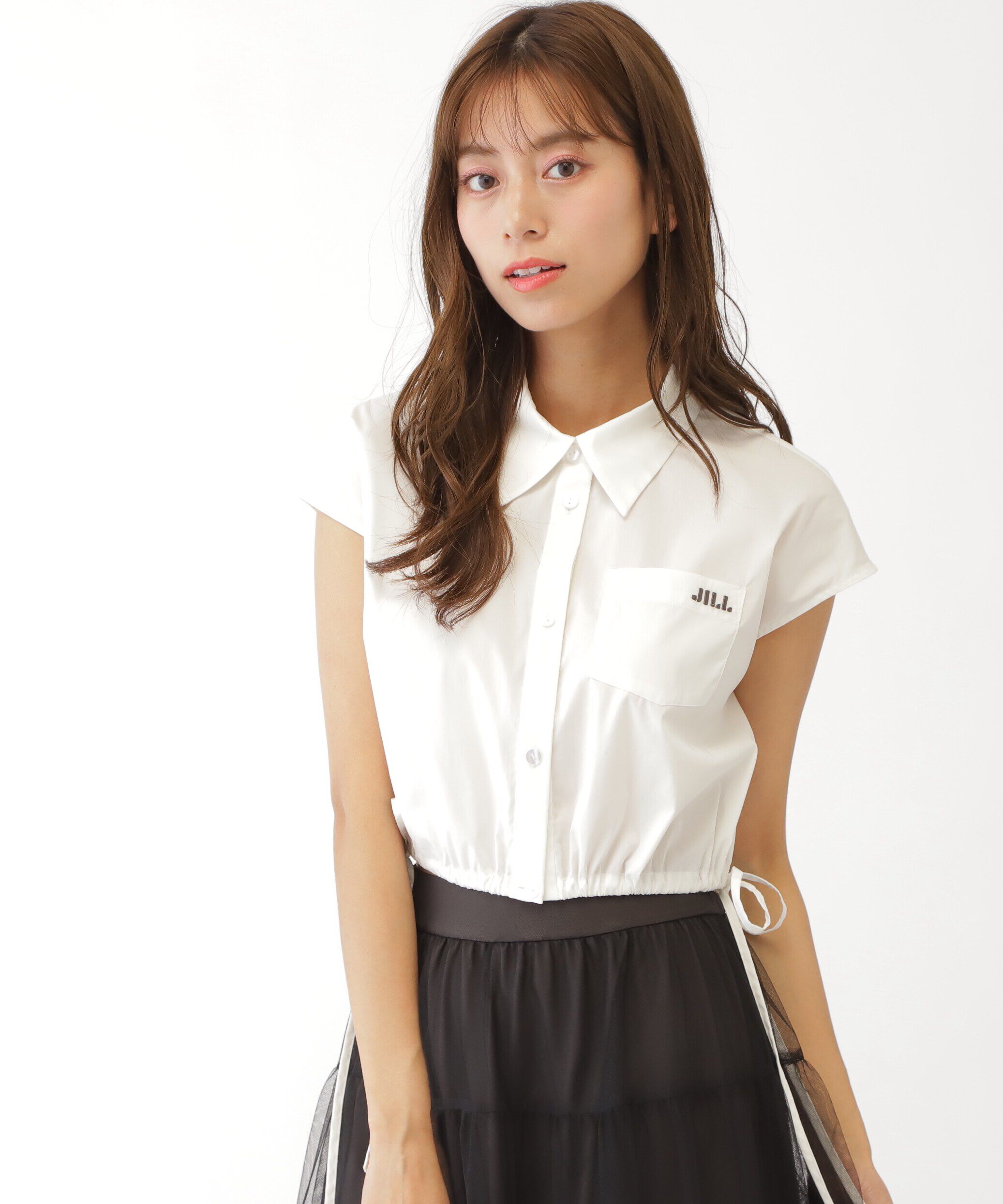  「ウエストリボンノースリーブシャツ」|シャツ・ブラウス|ホワイト