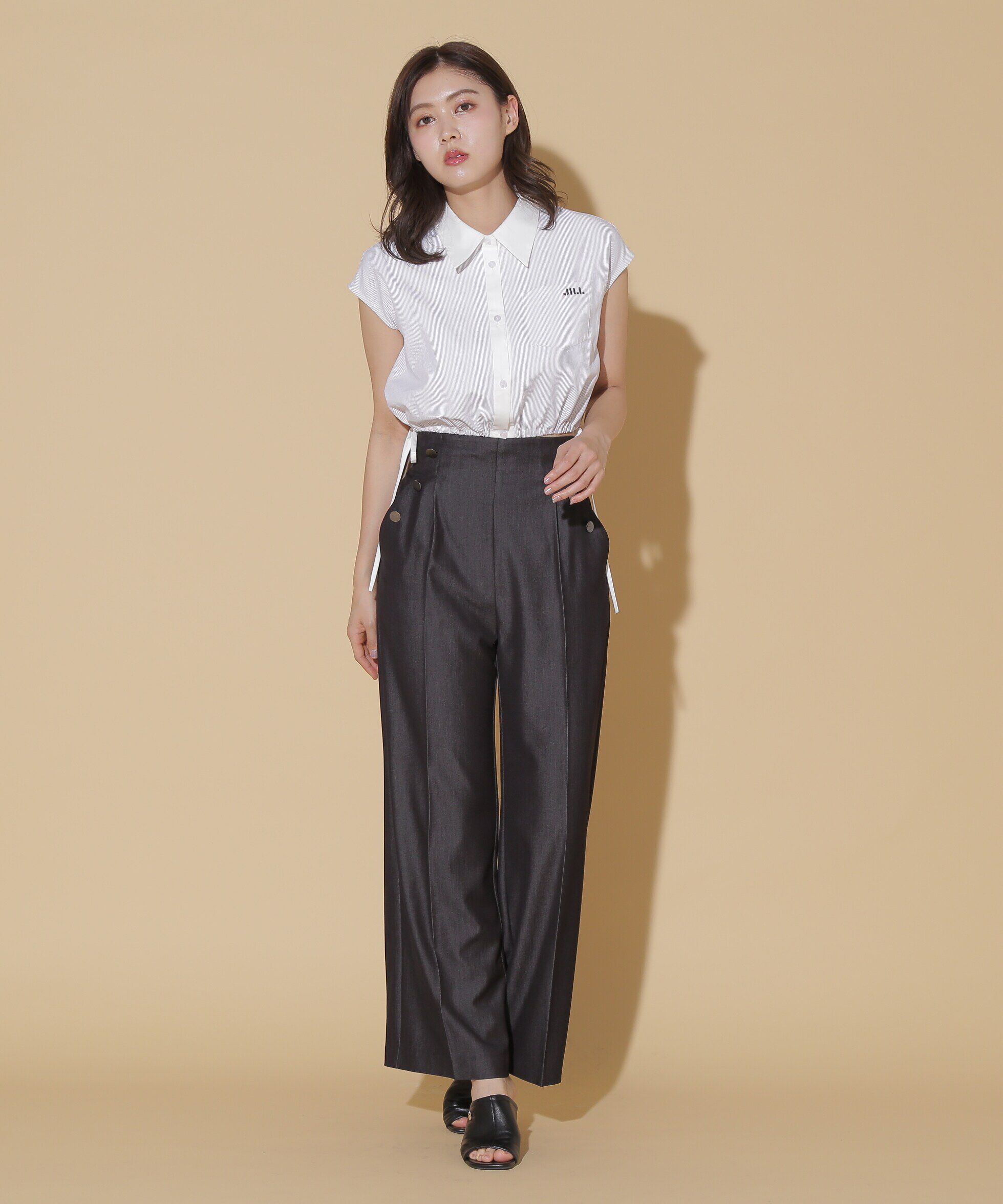  「ウエストリボンノースリーブシャツ」|シャツ・ブラウス|