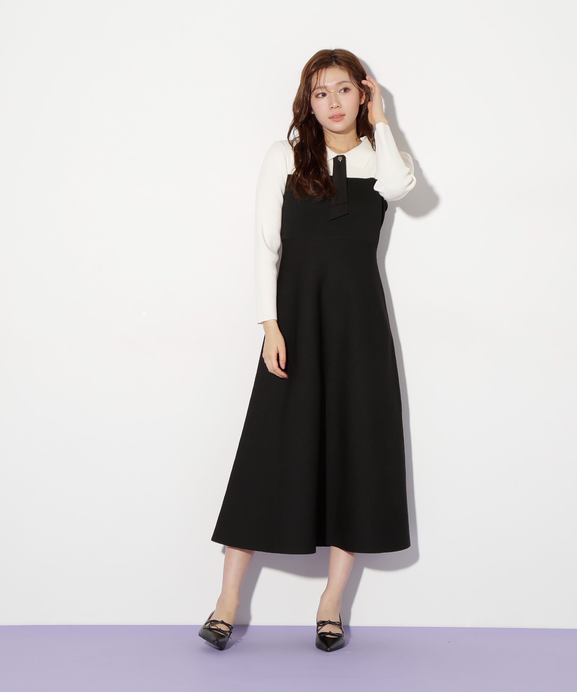  「2wayタイ付ソウバリフレアワンピース」|ワンピース|