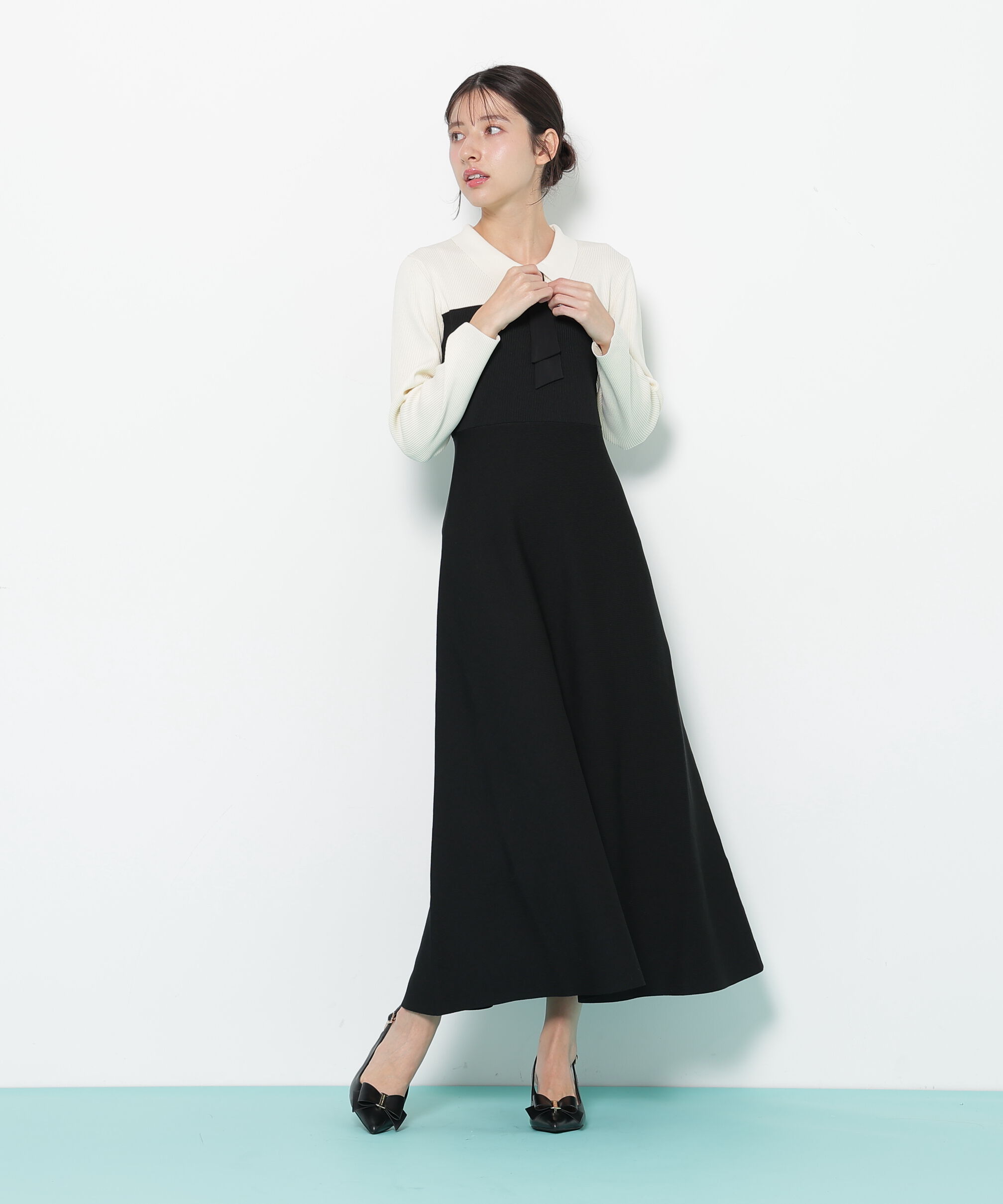  「2wayタイ付ソウバリフレアワンピース」|ワンピース|