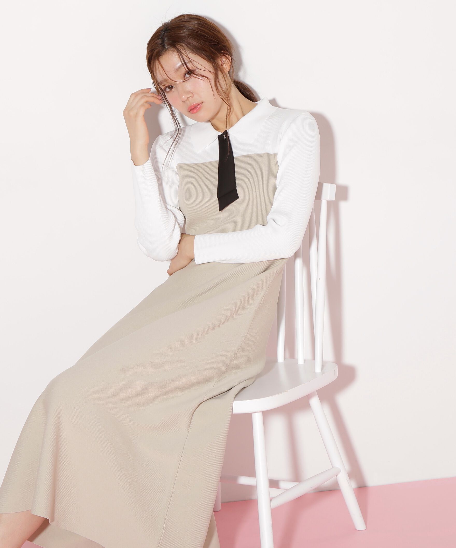  「2wayタイ付ソウバリフレアワンピース」|ワンピース|