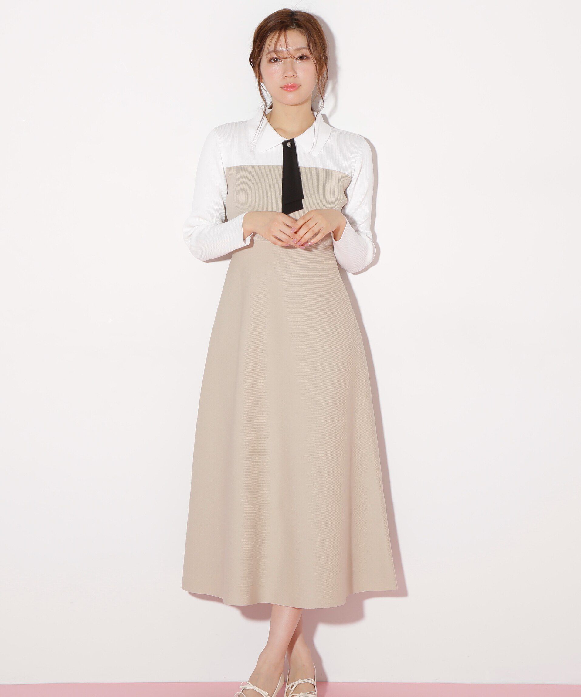  「2wayタイ付ソウバリフレアワンピース」|ワンピース|