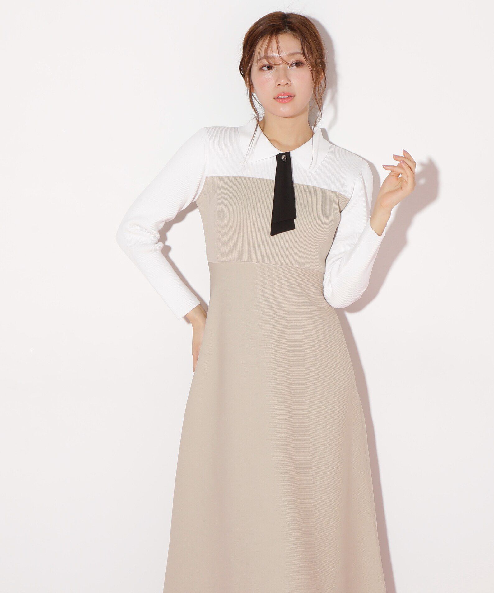  「2wayタイ付ソウバリフレアワンピース」|ワンピース|