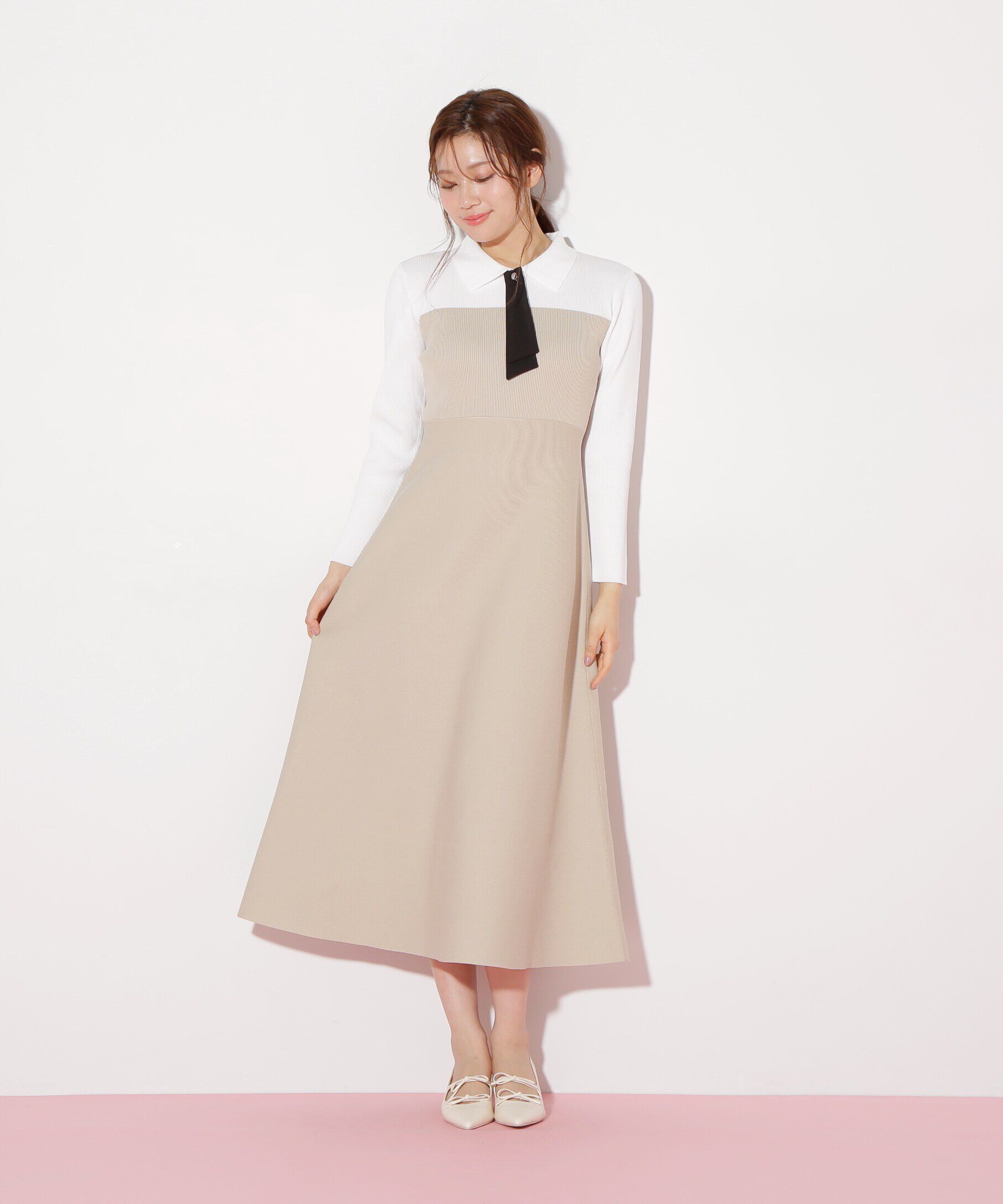  「2wayタイ付ソウバリフレアワンピース」|ワンピース|