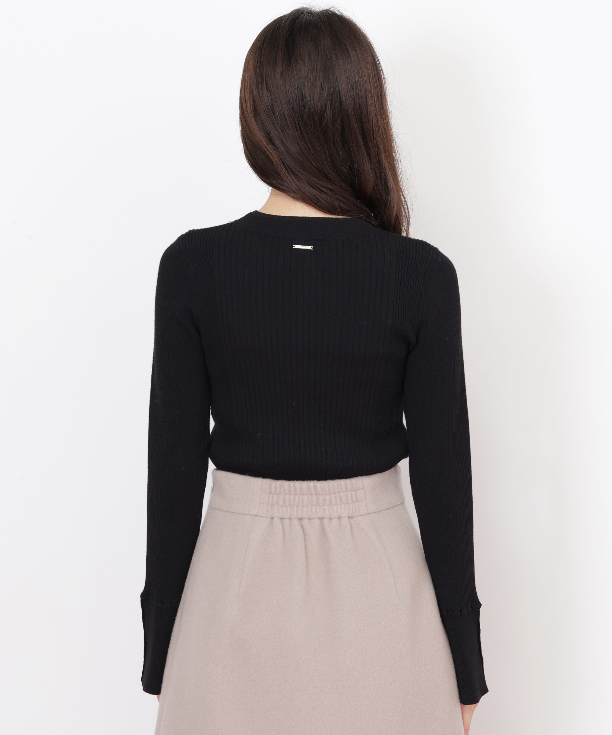  「袖ボタンリブニット」|ニット・セーター|