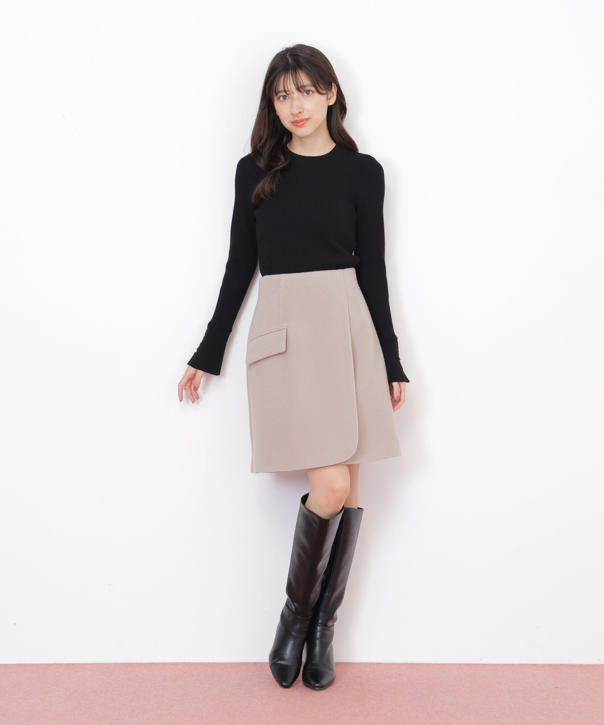  「袖ボタンリブニット」|ニット・セーター|