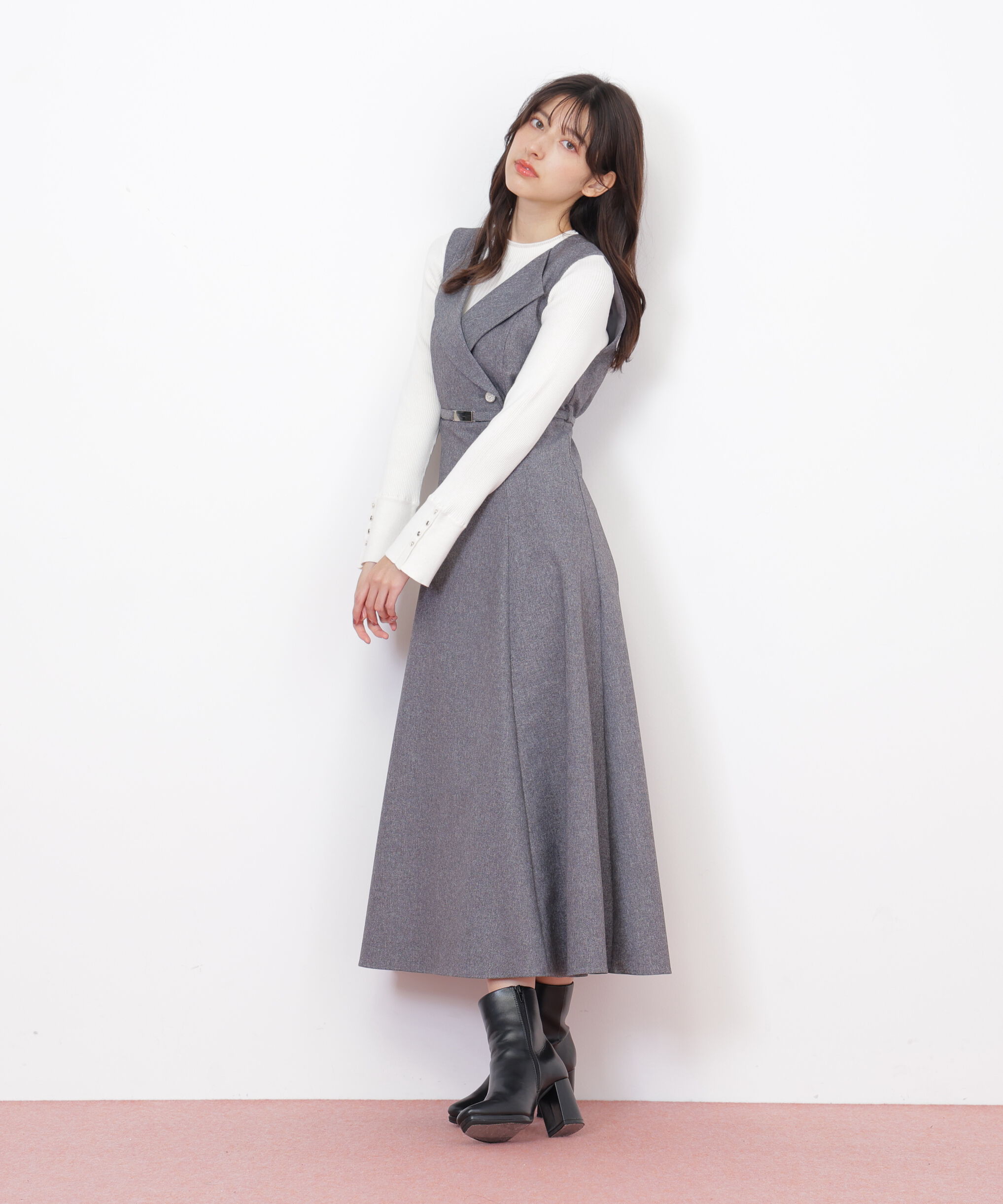  「袖ボタンリブニット」|ニット・セーター|