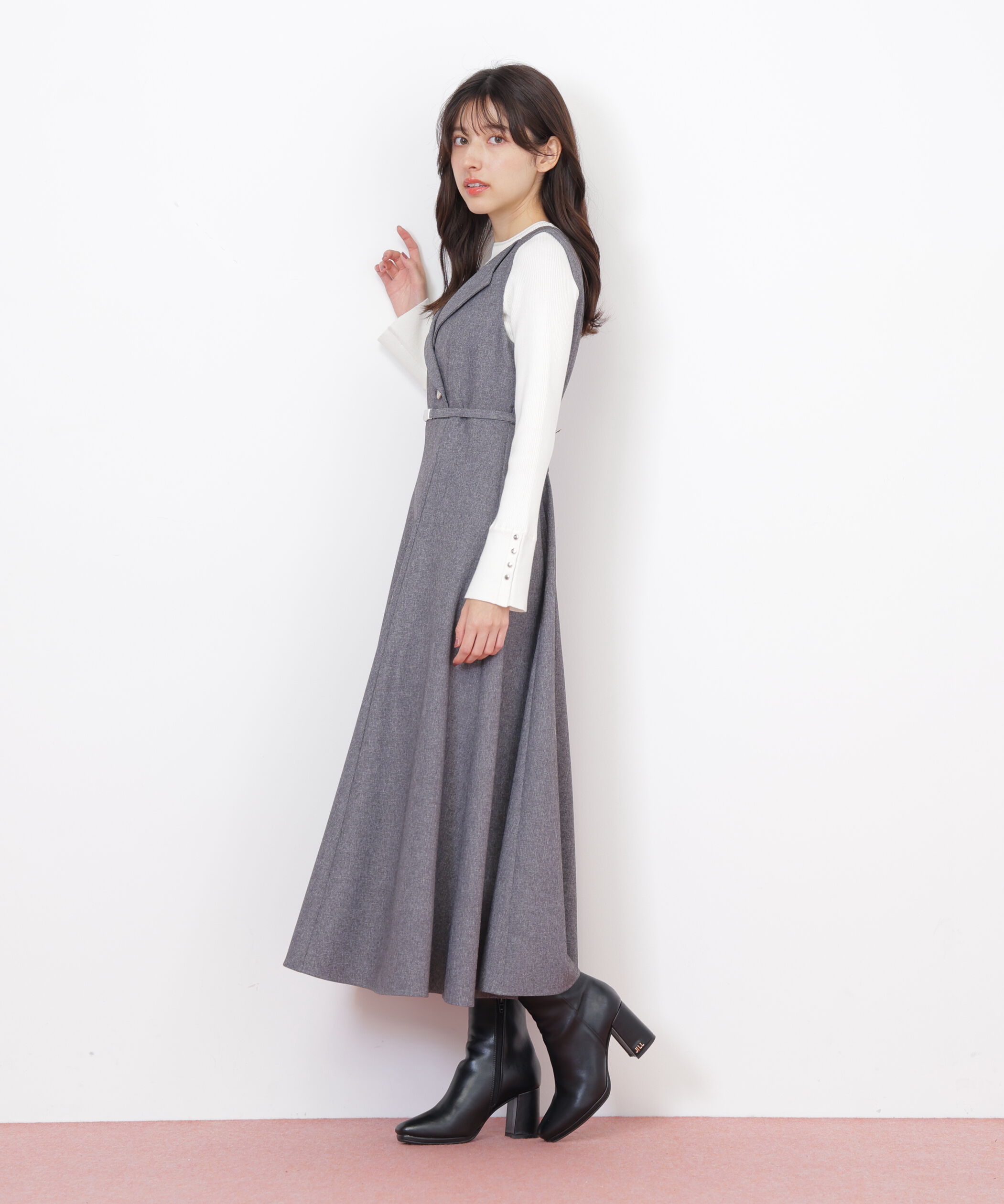  「袖ボタンリブニット」|ニット・セーター|