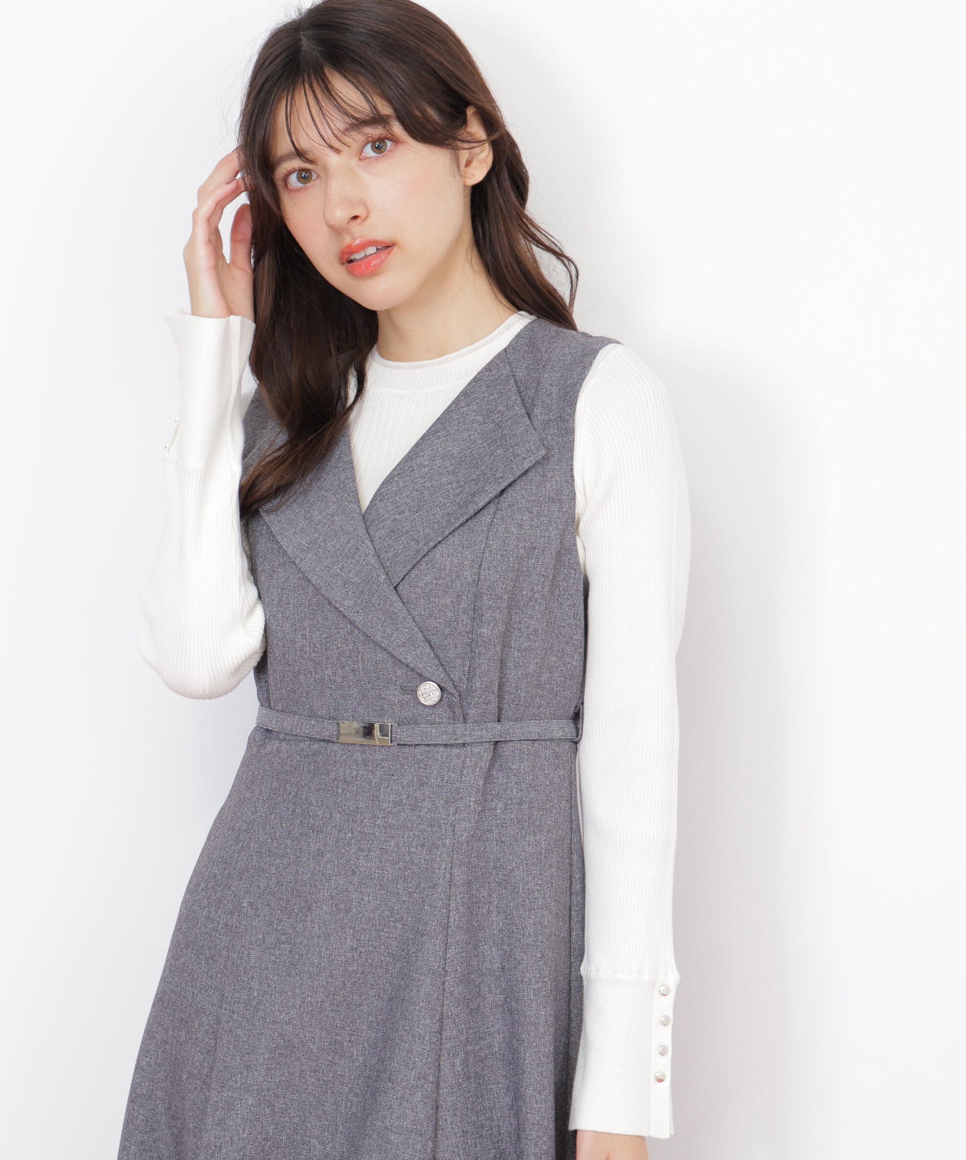  「袖ボタンリブニット」|ニット・セーター|