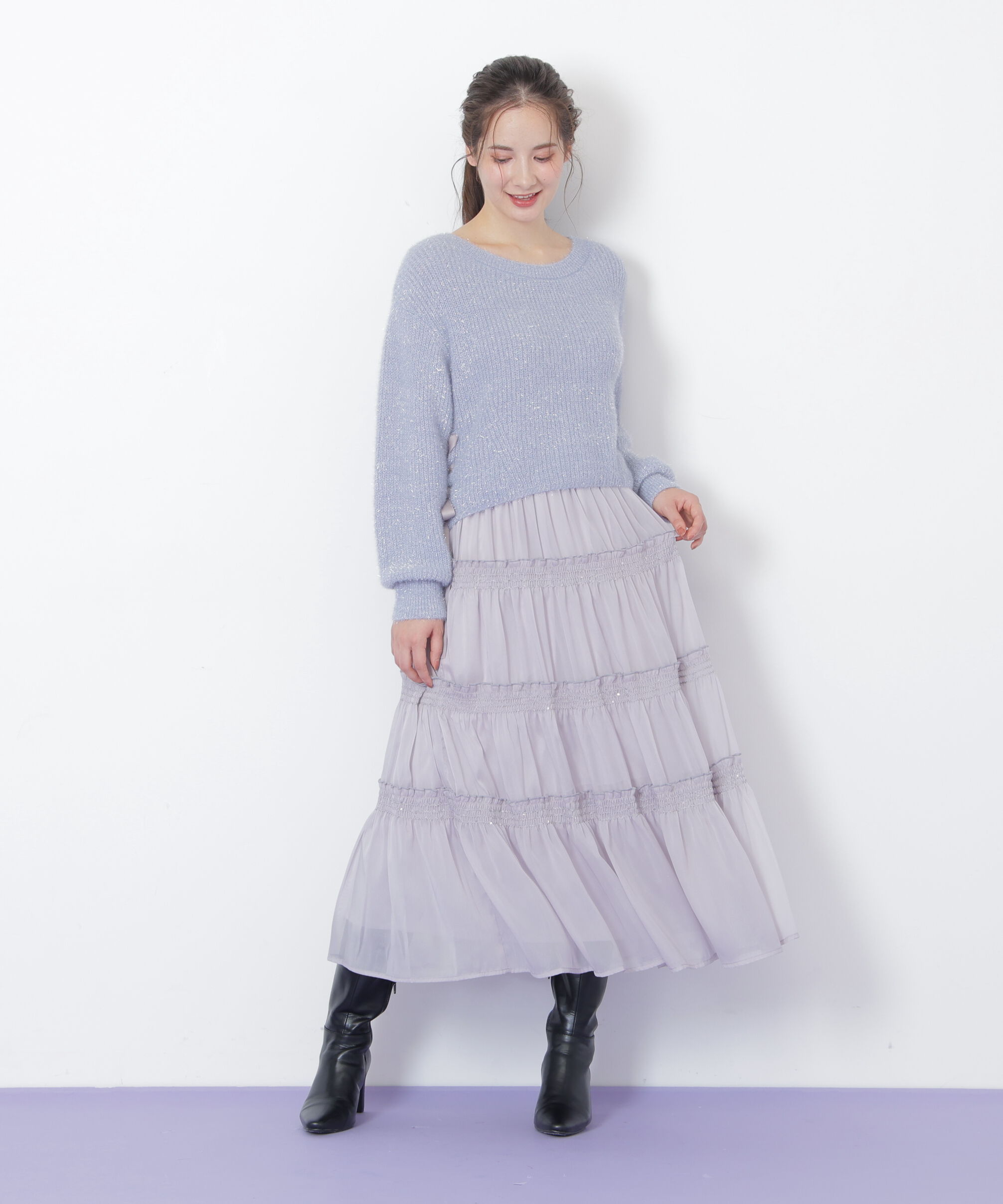  「シャイニーティアードスカート」|スカート|