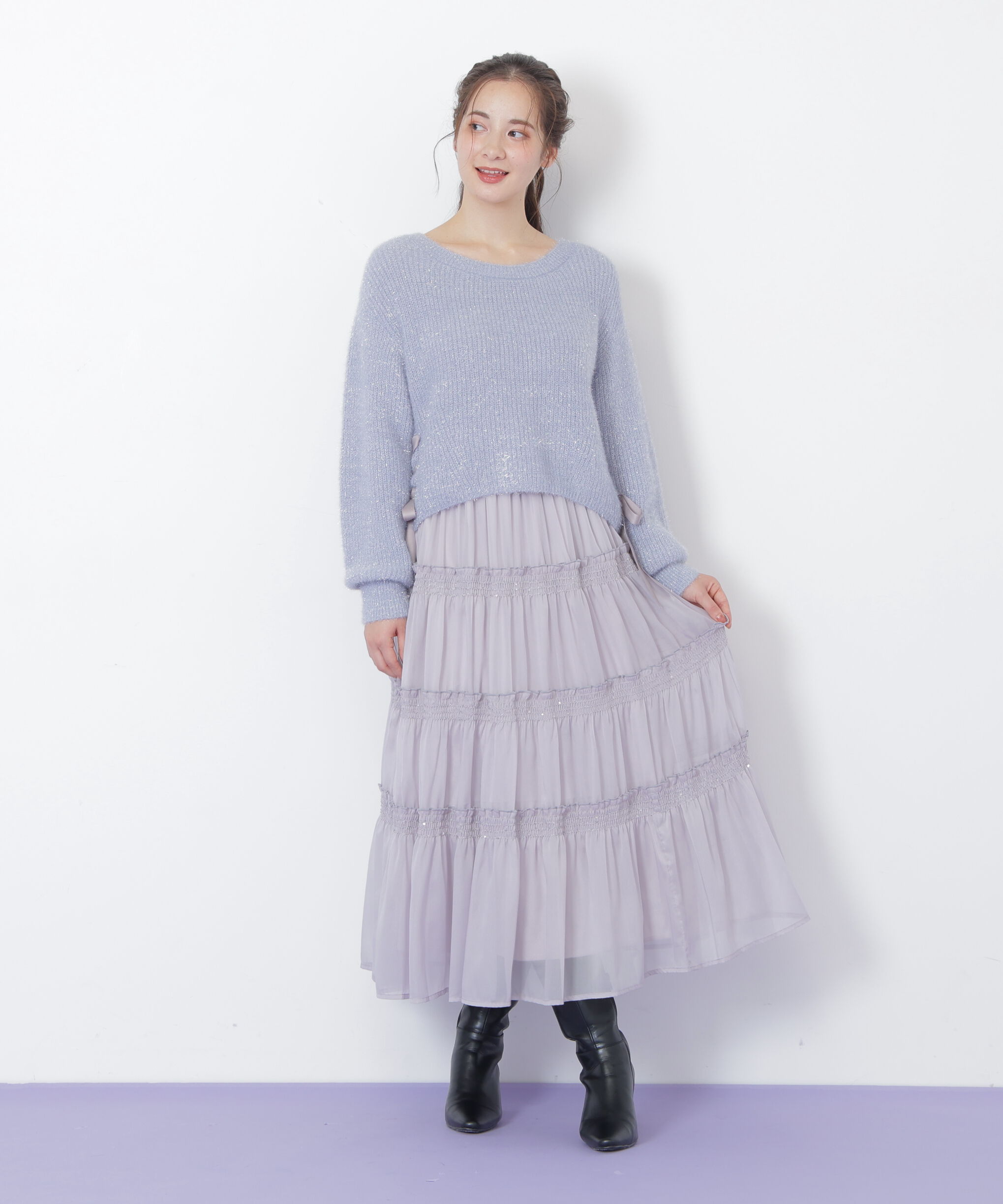  「シャイニーティアードスカート」|スカート|