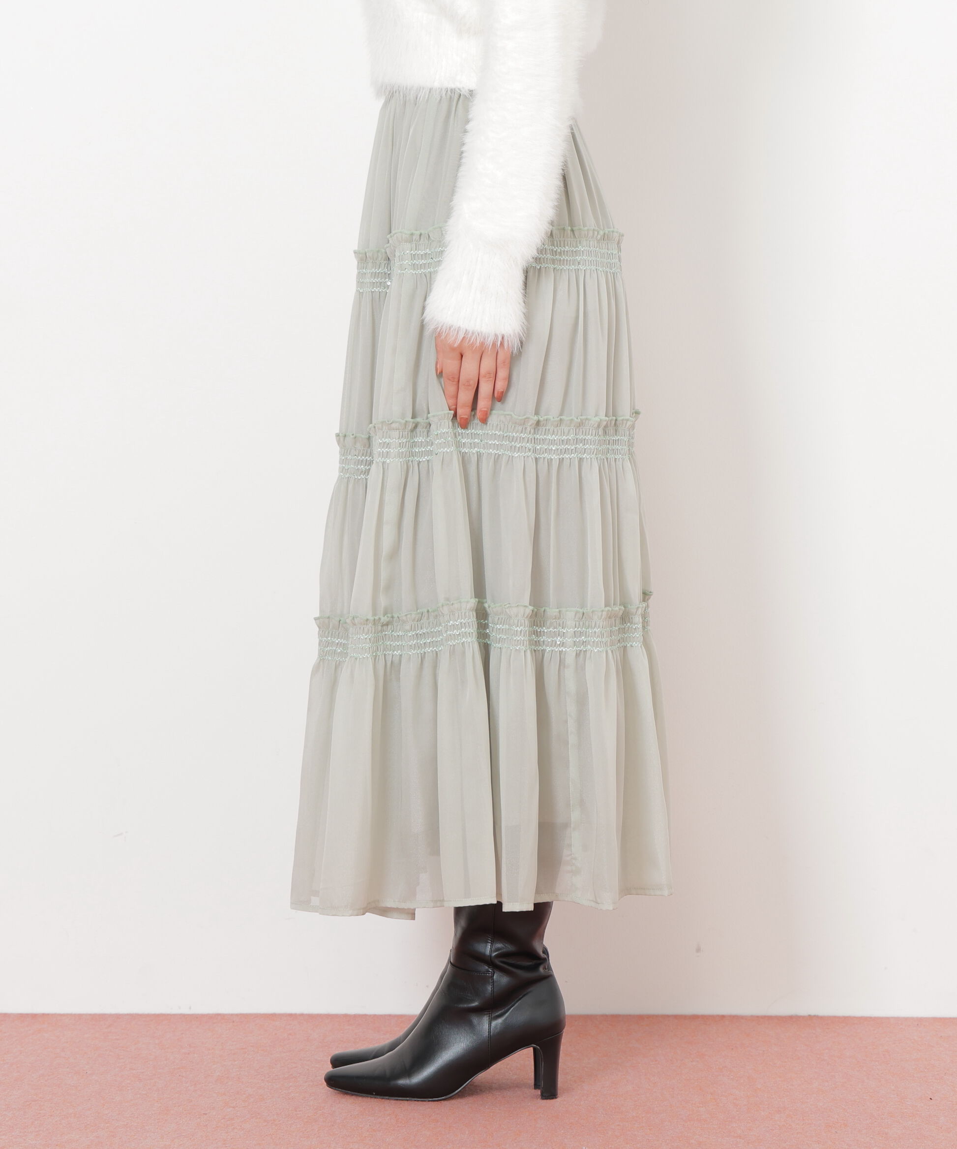  「シャイニーティアードスカート」|スカート|