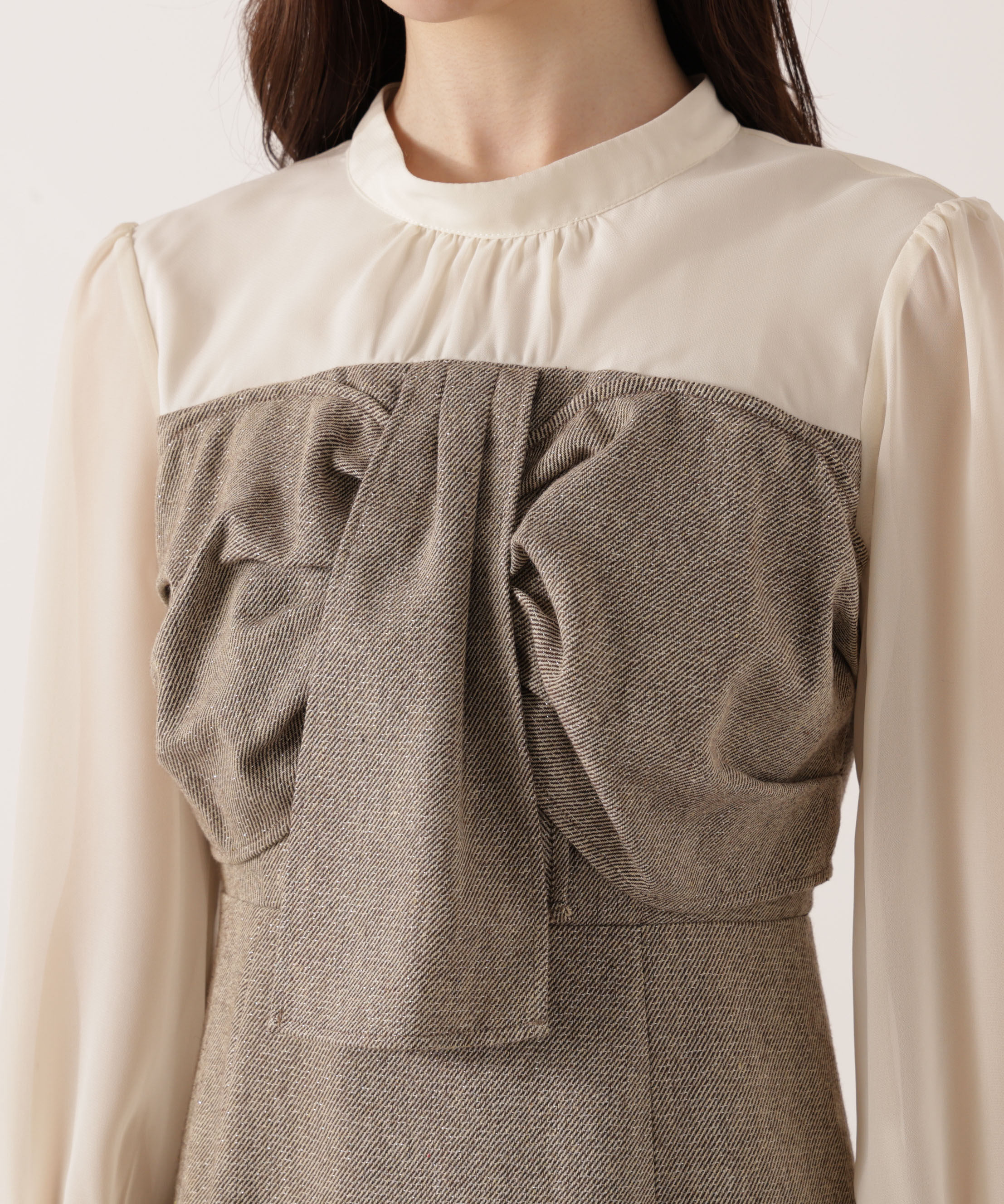 PROPORTION BODY DRESSING「フロントリボンミックスドッキングワンピース 25AW」|ワンピース|