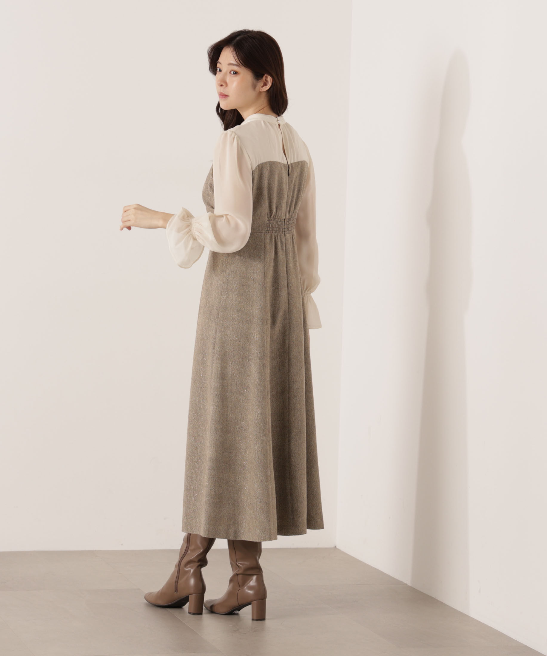 PROPORTION BODY DRESSING「フロントリボンミックスドッキングワンピース 25AW」|ワンピース|