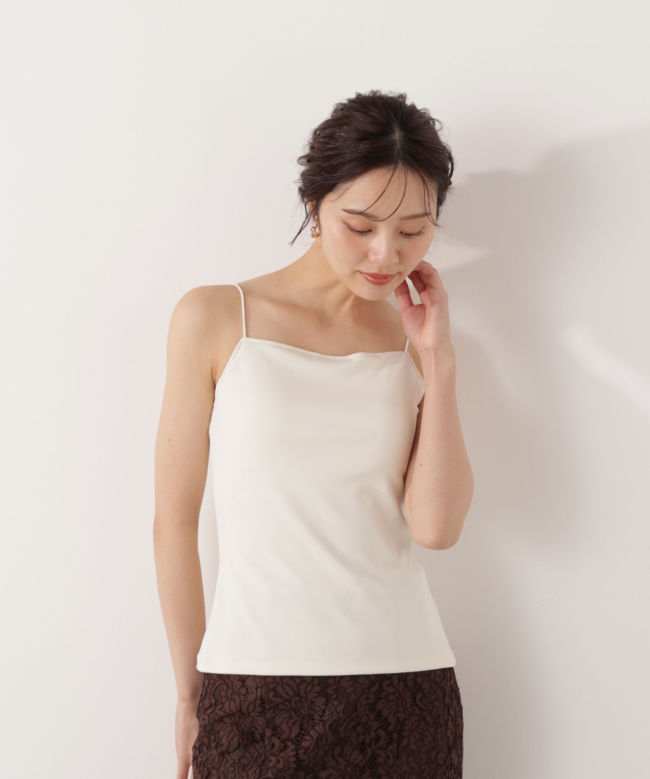 PROPORTION BODY DRESSING「ちら見えガード安心カップ付キャミソール　26SS」|Tシャツ・カットソー|エクリュ1