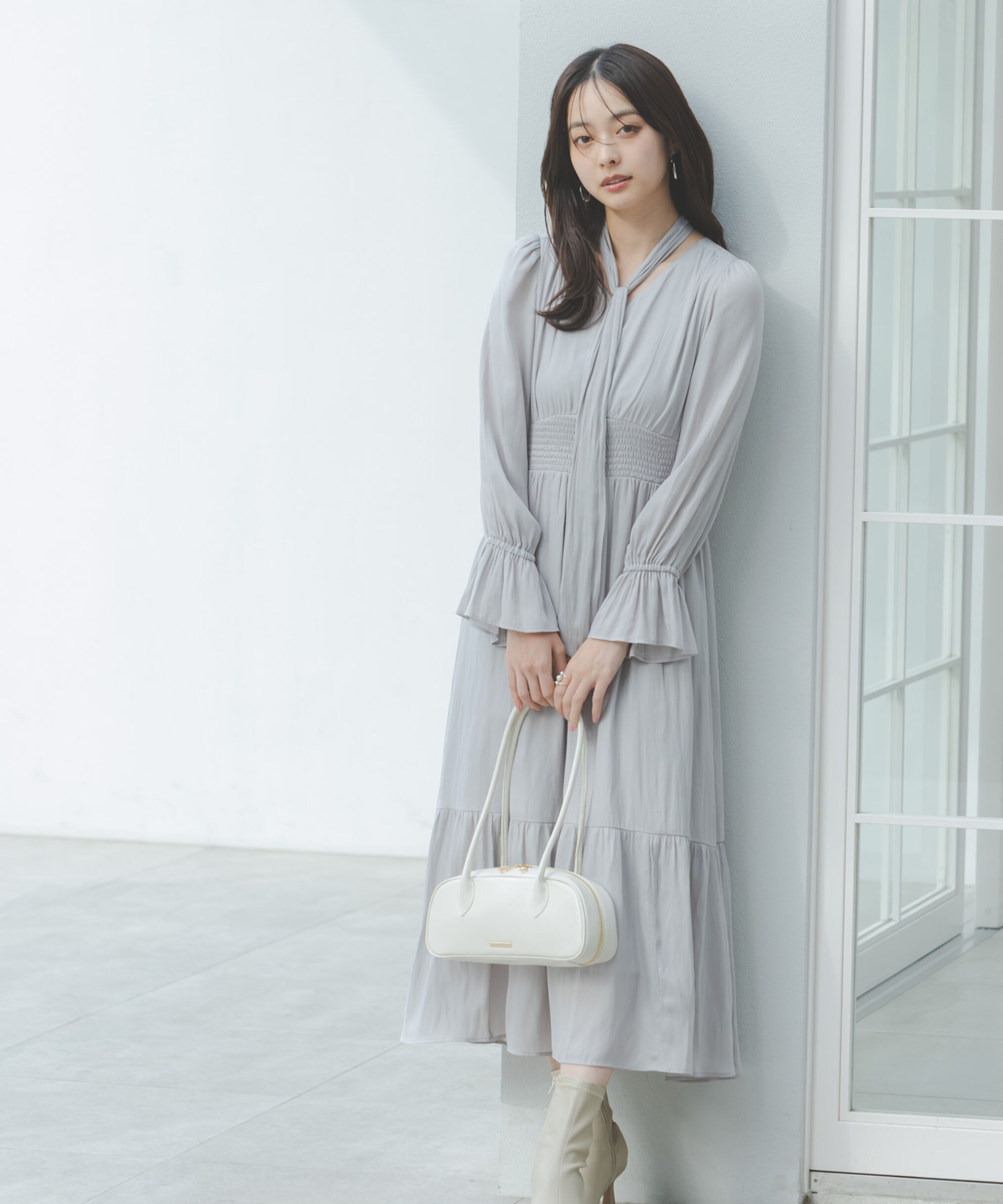 PROPORTION BODY DRESSING「タイ付きギャザーワンピース」|ワンピース|