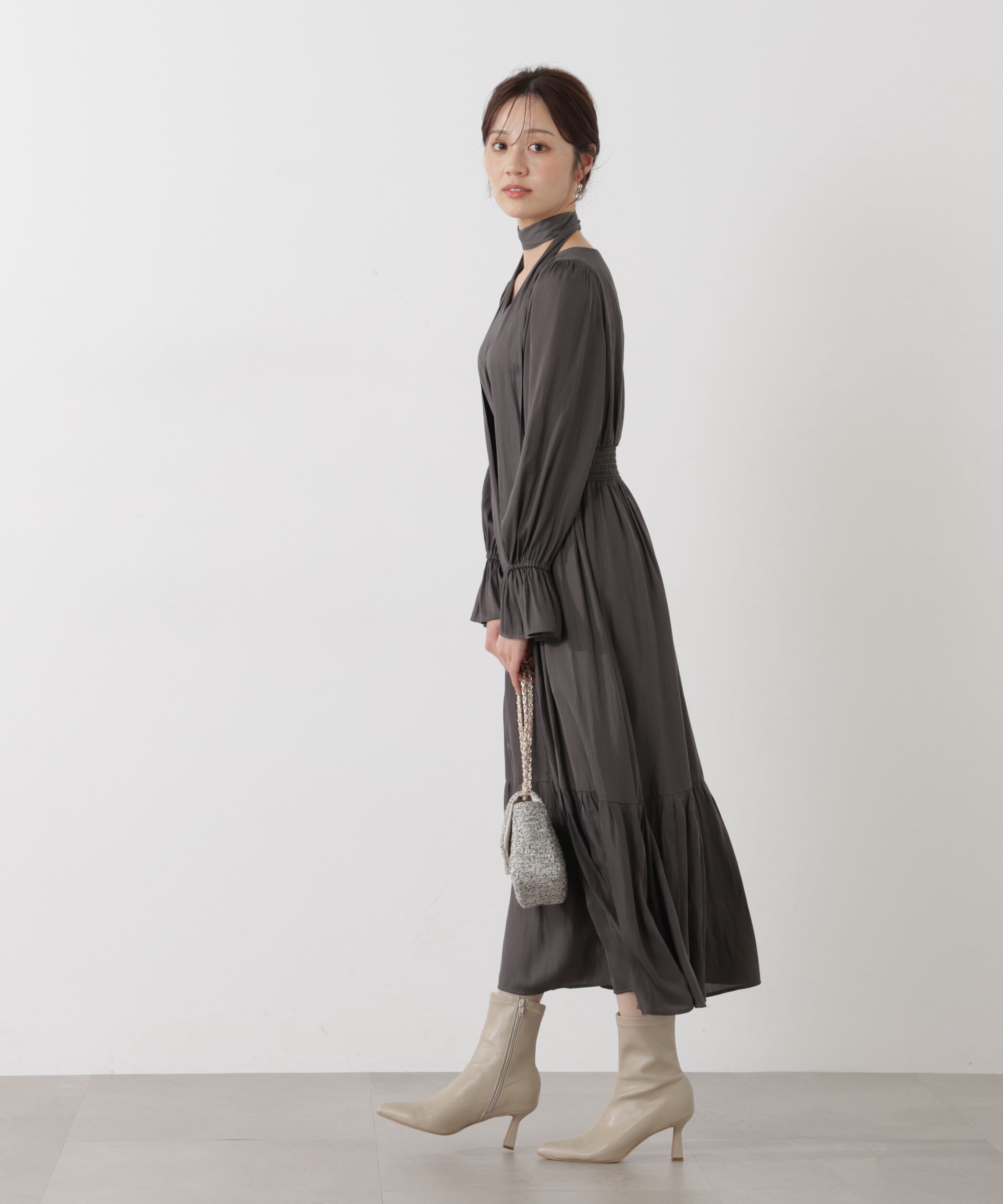 PROPORTION BODY DRESSING「タイ付きギャザーワンピース」|ワンピース|