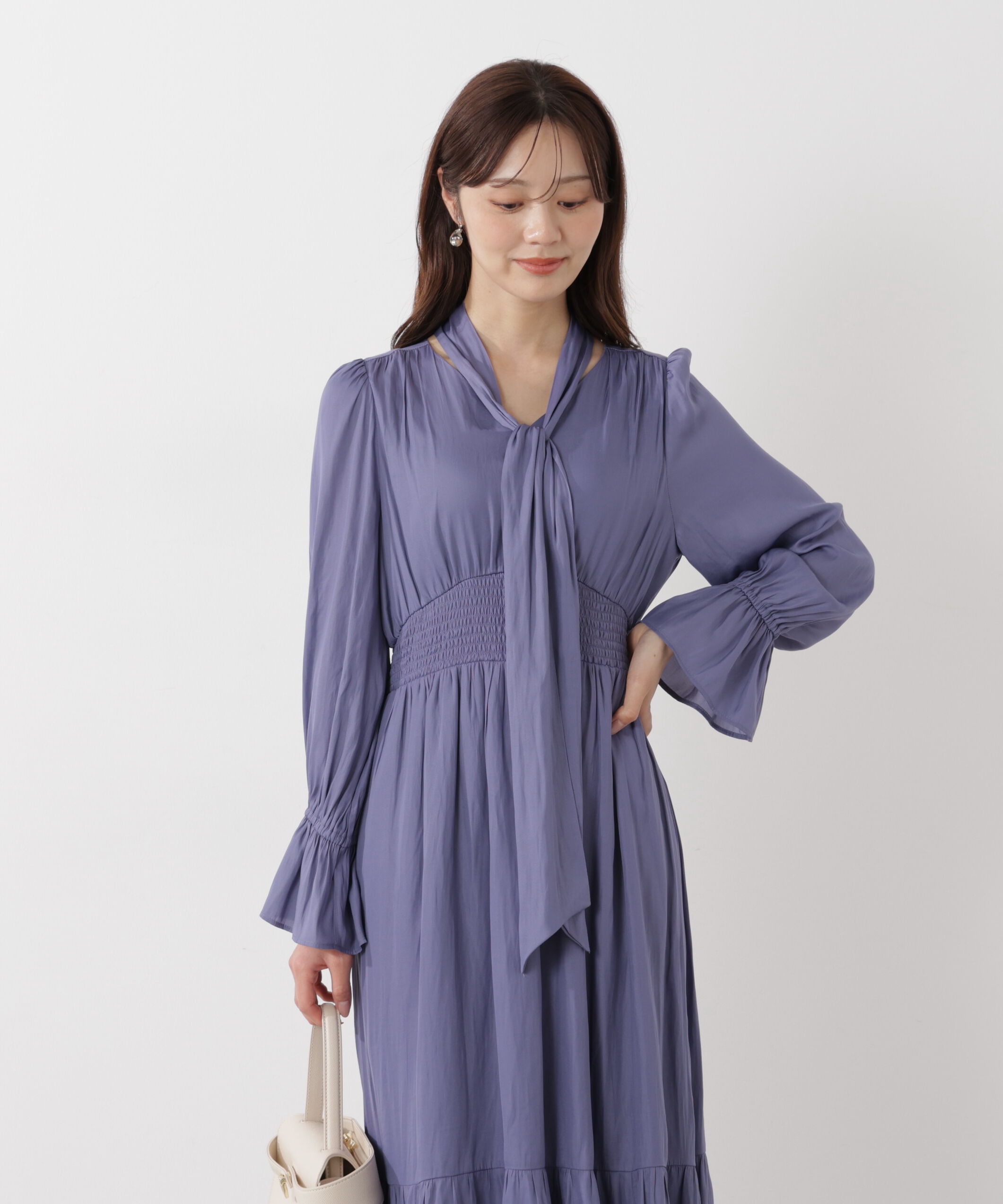 PROPORTION BODY DRESSING「タイ付きギャザーワンピース」|ワンピース|