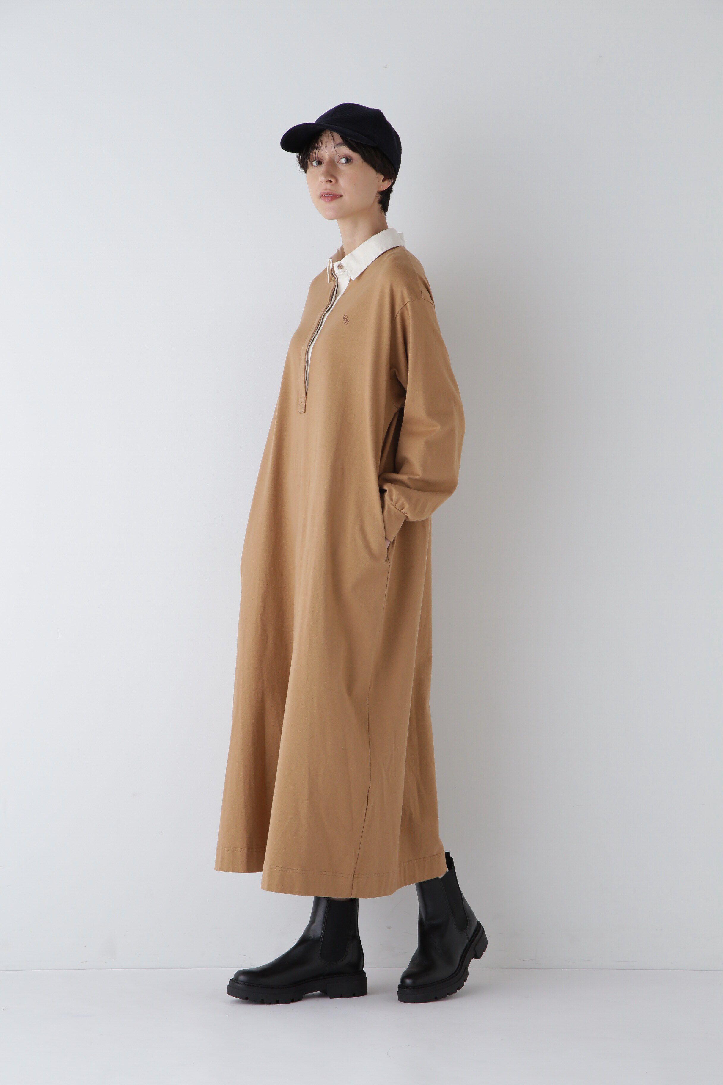  「◆コーヒー染め・30/2度詰天竺ワンピース」|ワンピース|