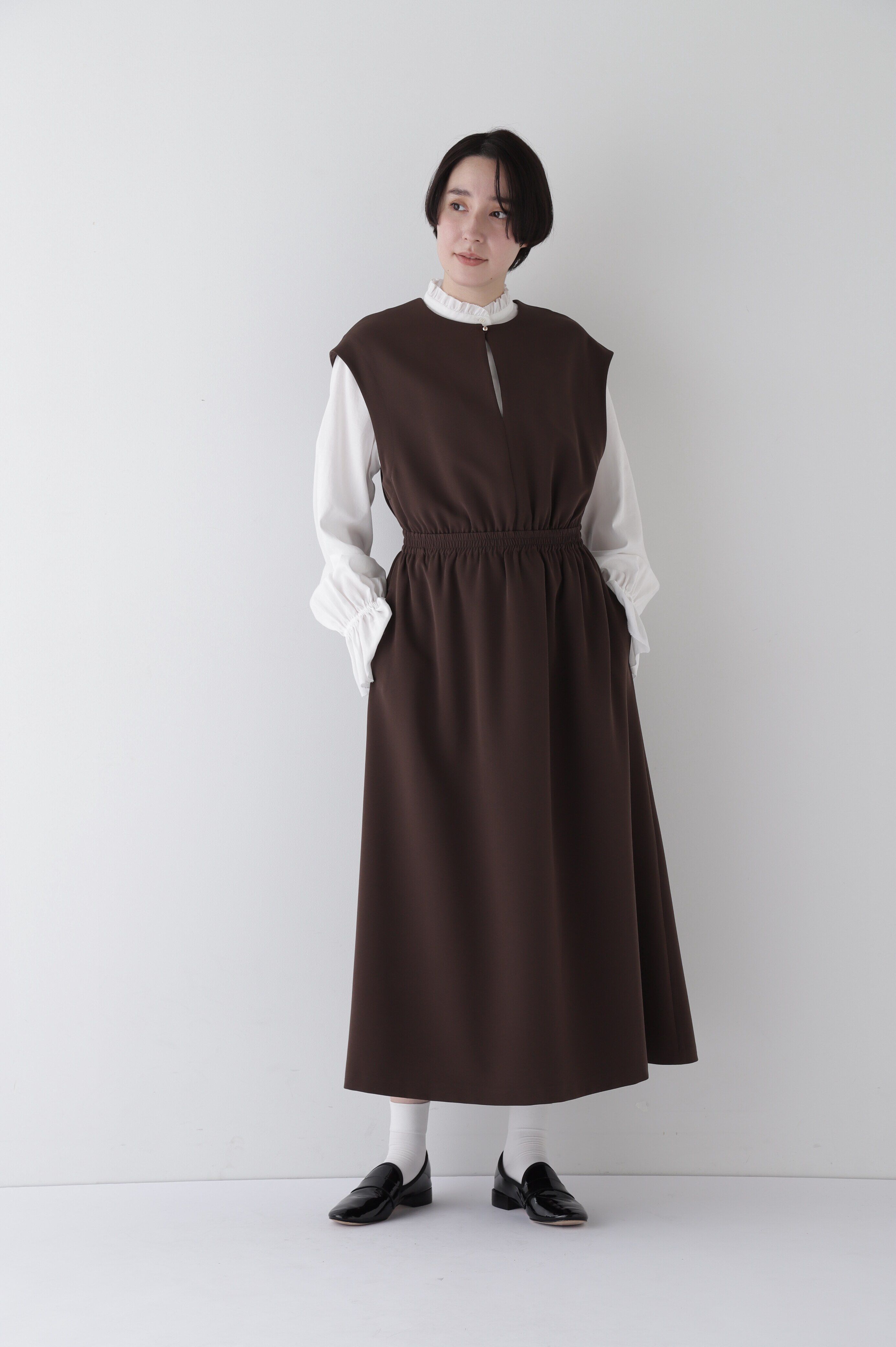  「◆ダブルクロスノースリーブワンピース」|ワンピース|