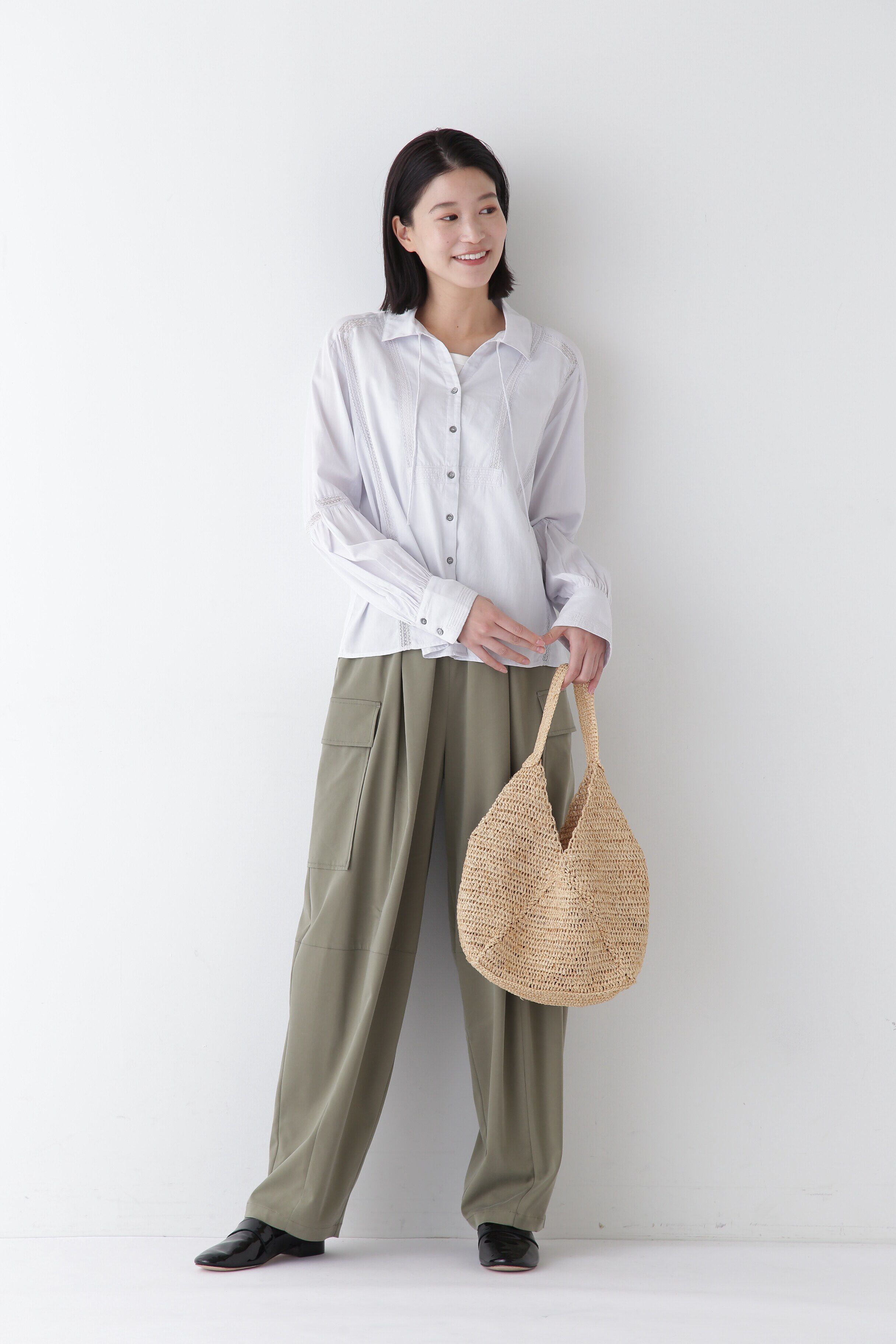  「◆キュプラポリエステル フィブリルサテンストレッチパンツ」|その他|