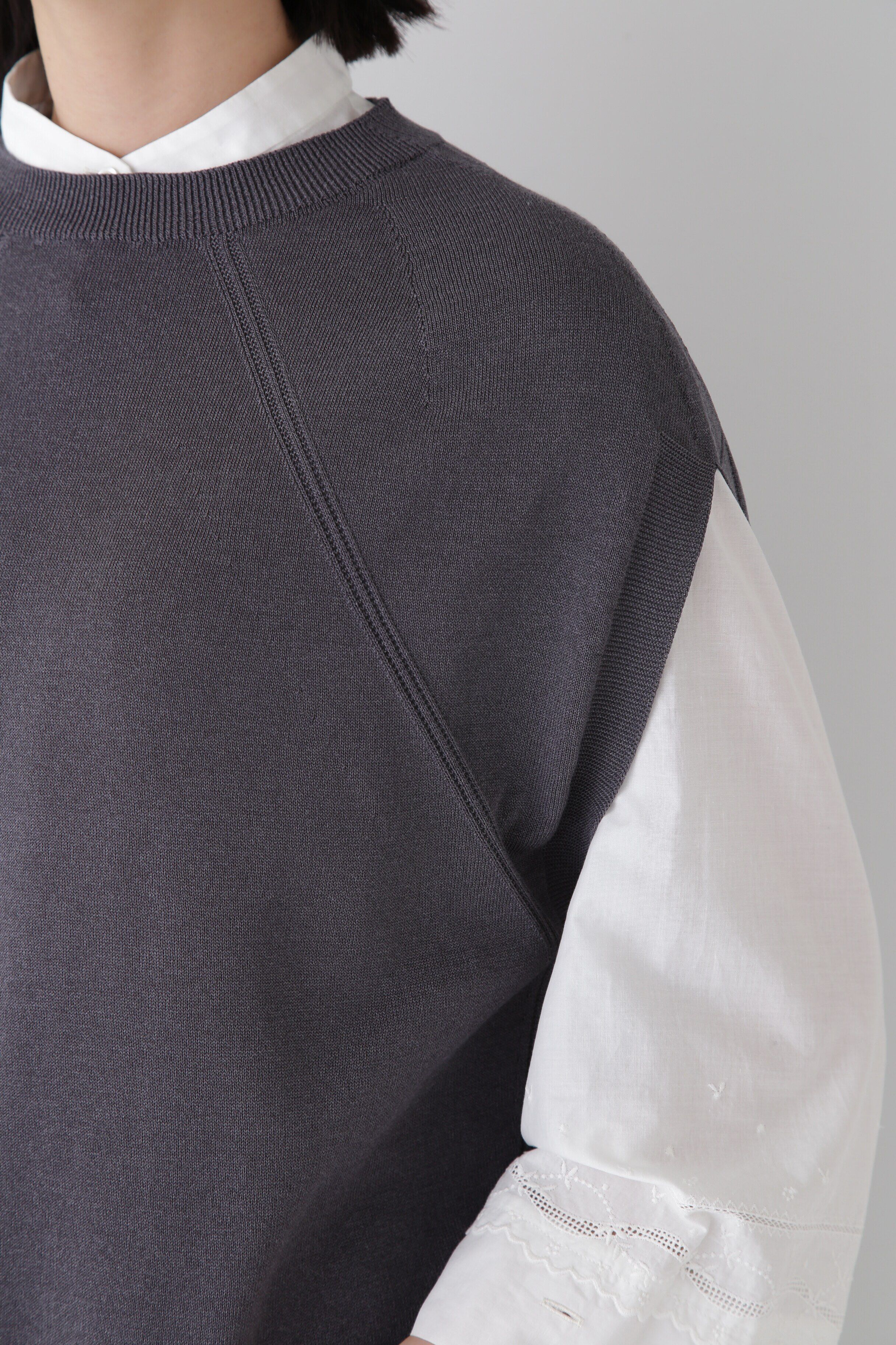  「◆【ウォッシャブル】ハイゲージクルーネックニットベスト」|ニット・セーター|