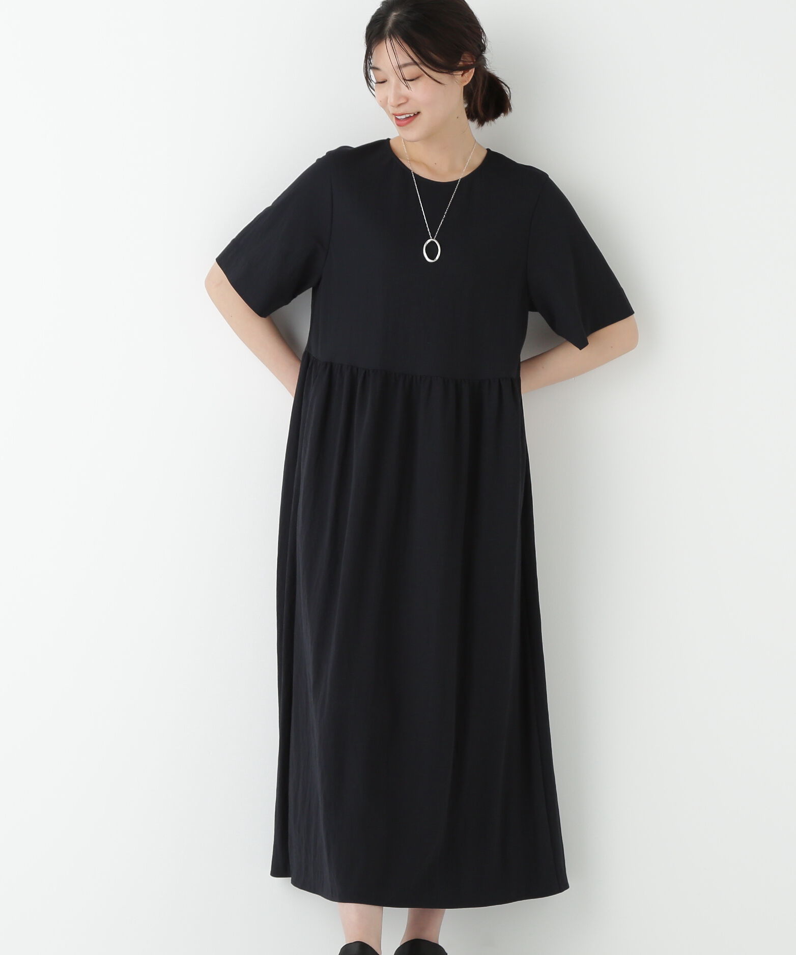  「◆ＲＮスムースギャザーＡラインワンピース」|ワンピース|