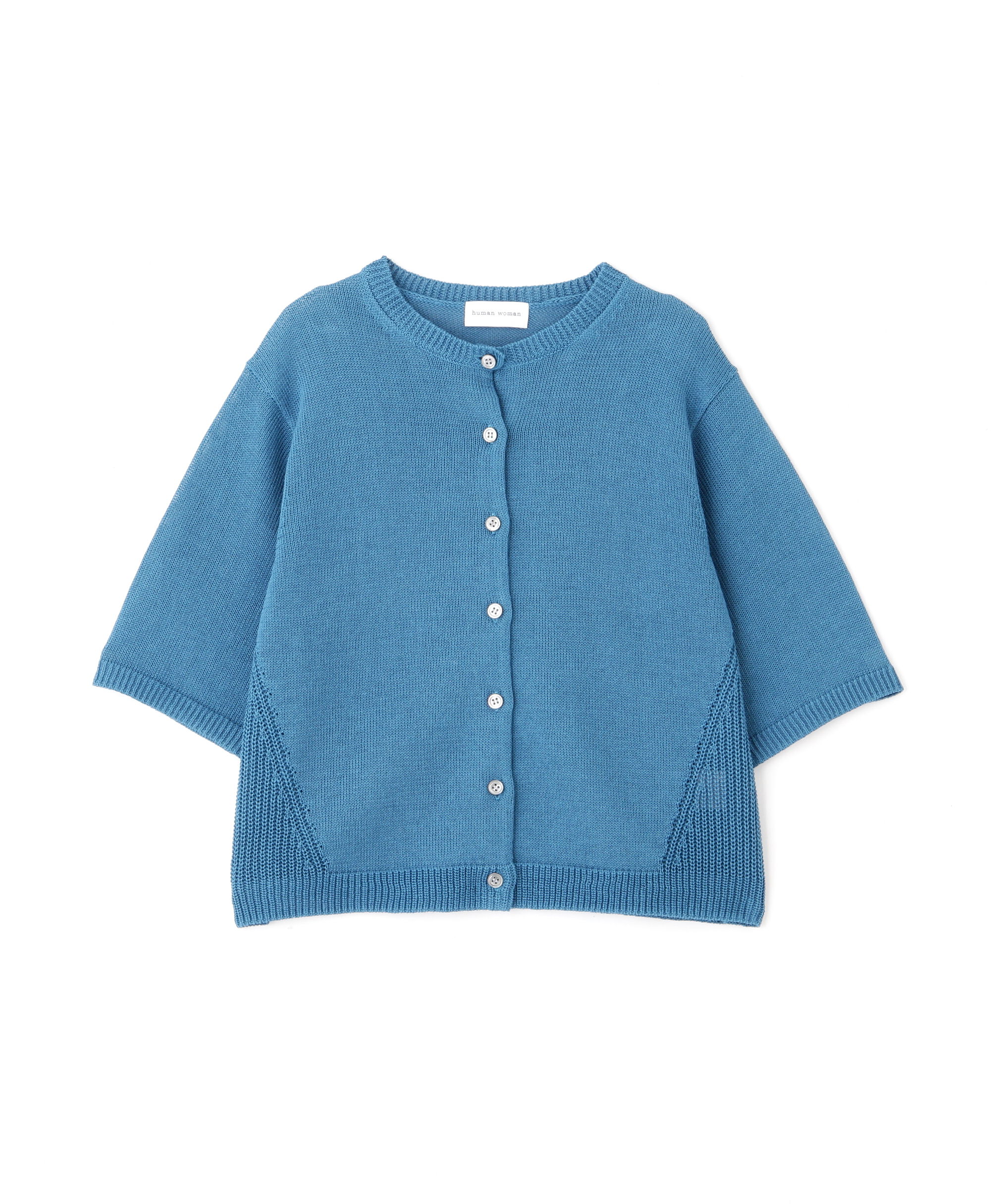  「◆ミドルゲージギマクルーネック半袖カーディガン」|ニット・セーター|